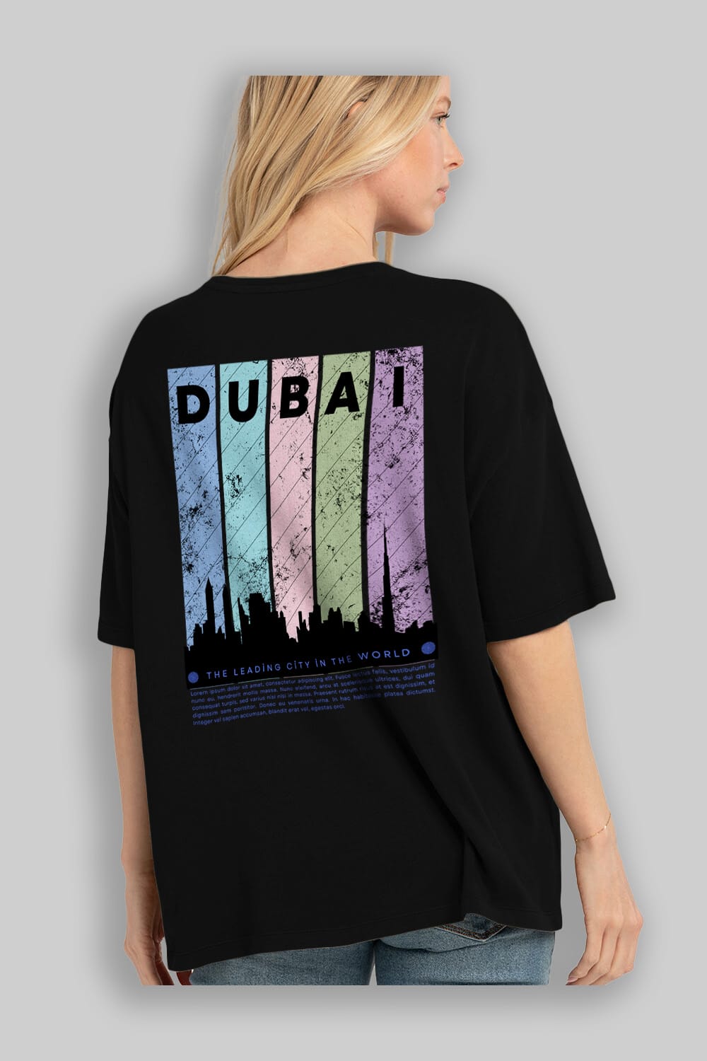 Dubai Yazılı Arka Baskılı Oversize t-shirt Erkek Kadın Unisex