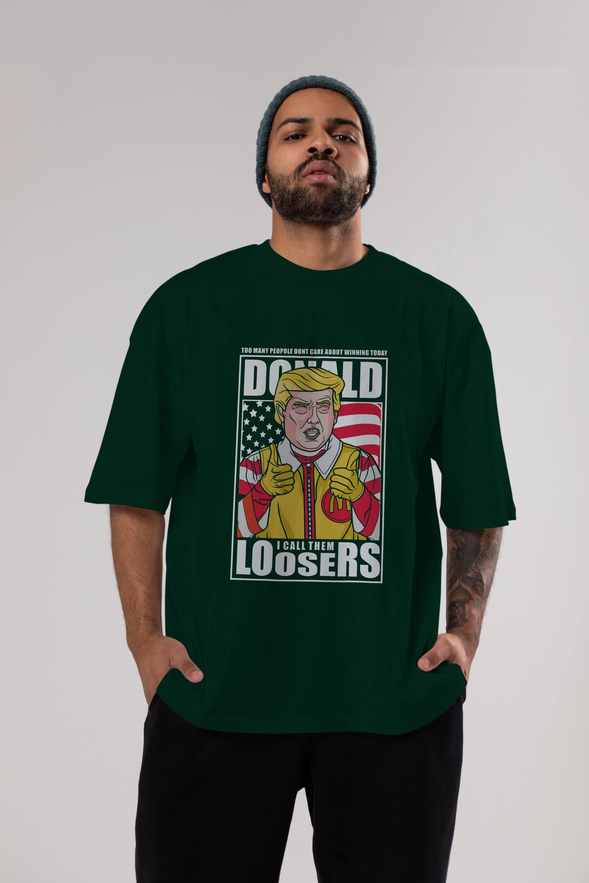 Ronald Trump Ön Baskılı Oversize t-shirt Erkek Kadın Unisex %100 Pamuk tişort
