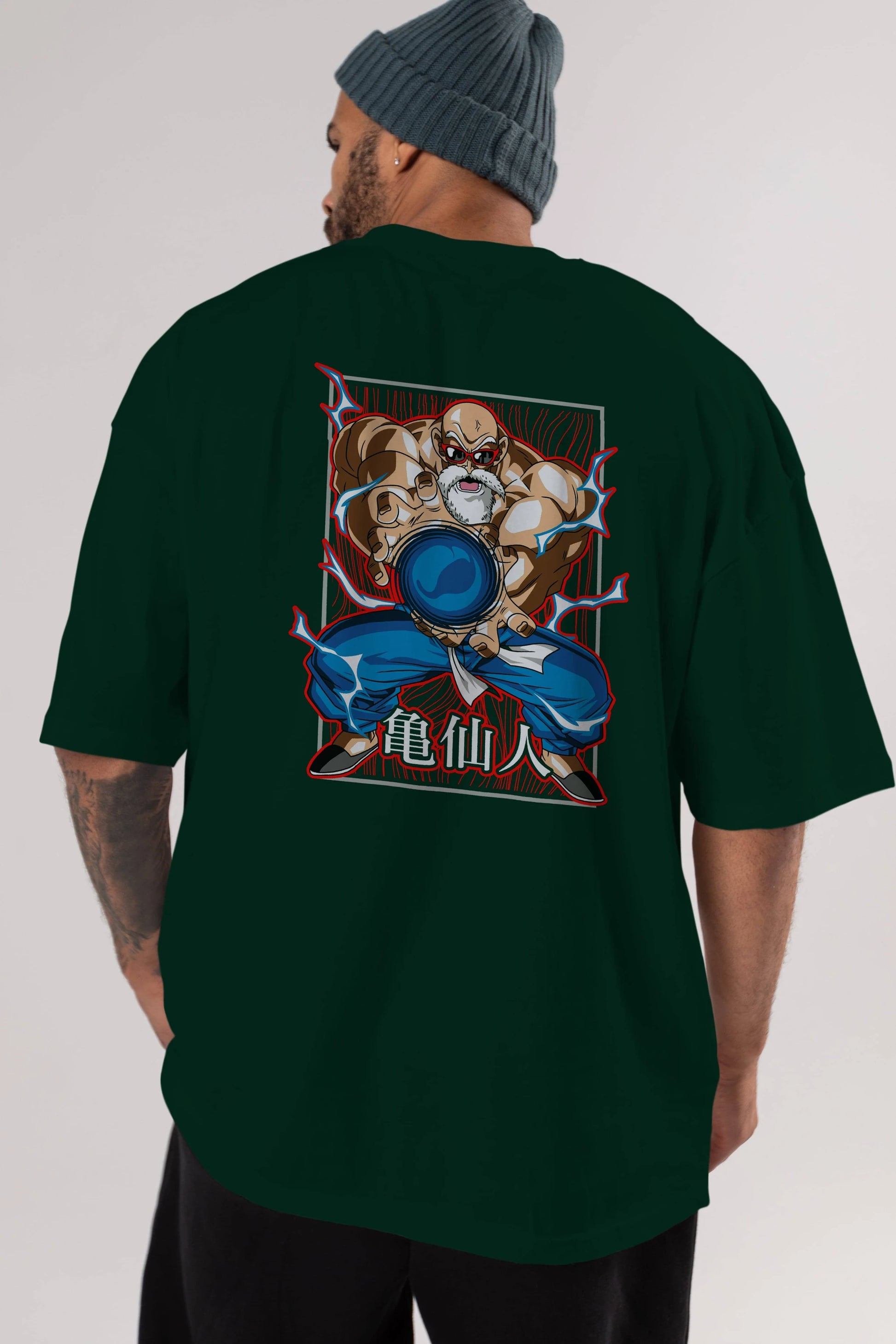 DragonBall MaestroRoshi Anime Arka Baskılı Oversize t-shirt Erkek Kadın Unisex