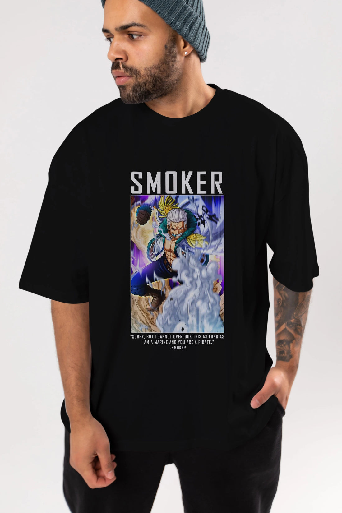 Smoker Anime Ön Baskılı Oversize t-shirt Erkek Kadın Unisex