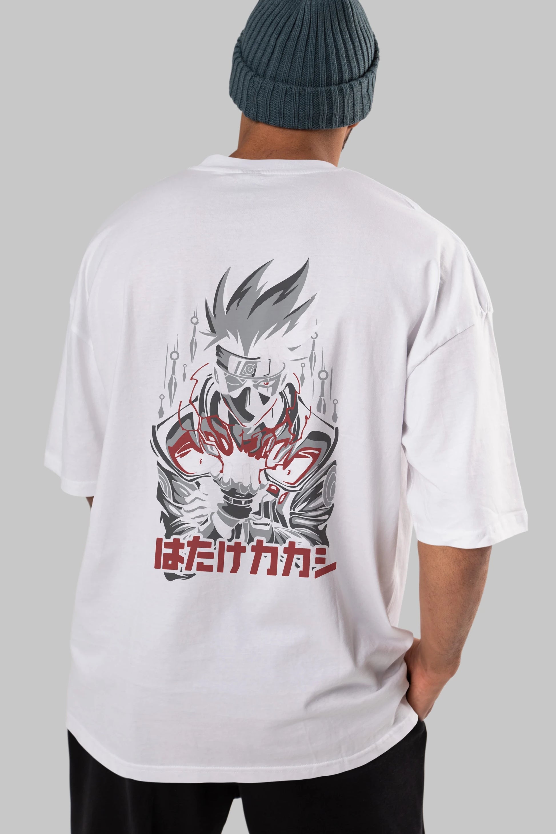 KAKASHI HATAKE NARUTO 1 Anime Arka Baskılı Oversize t-shirt Erkek Kadın Unisex
