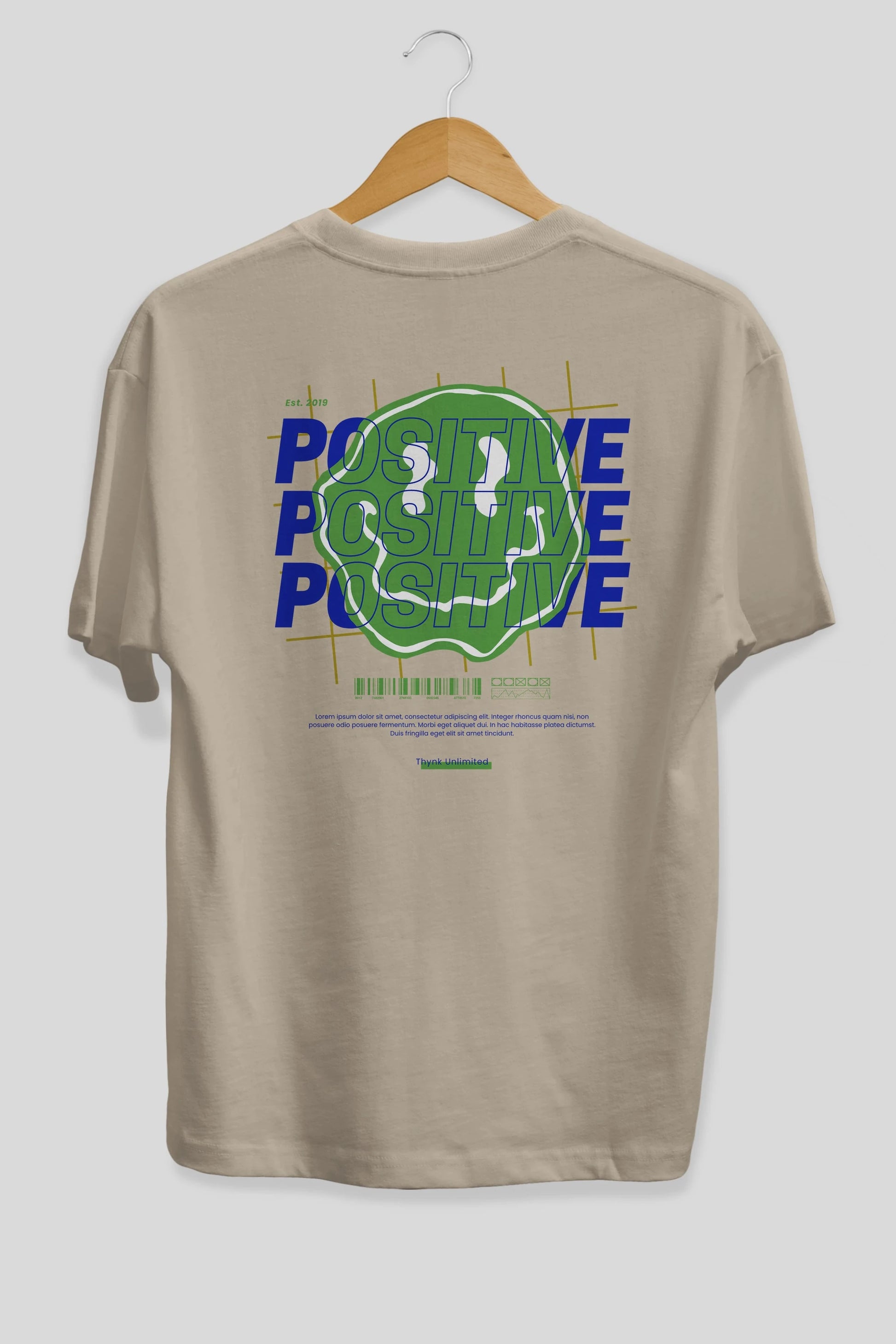 Positive 2 Arka Baskılı Oversize t-shirt Erkek Kadın Unisex