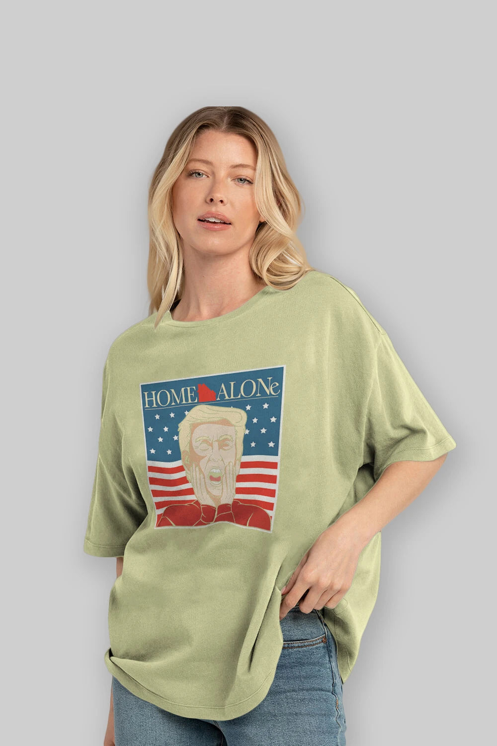 Home Alone Trump Ön Baskılı Oversize t-shirt Erkek Kadın Unisex %100 Pamuk tişort