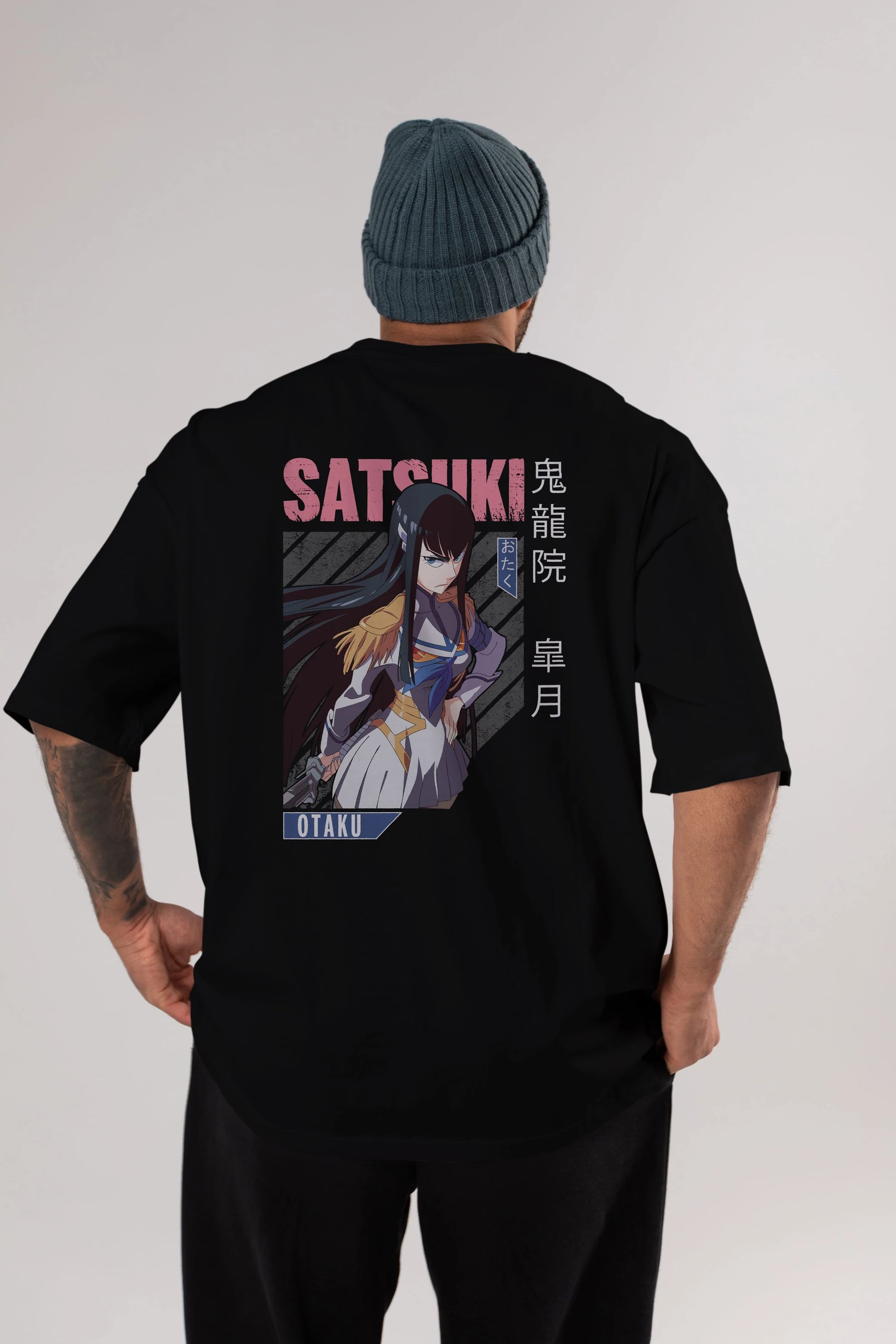 Satsuki Kiryuuin 8 Anime Arka Baskılı Oversize t-shirt Erkek Kadın Unisex