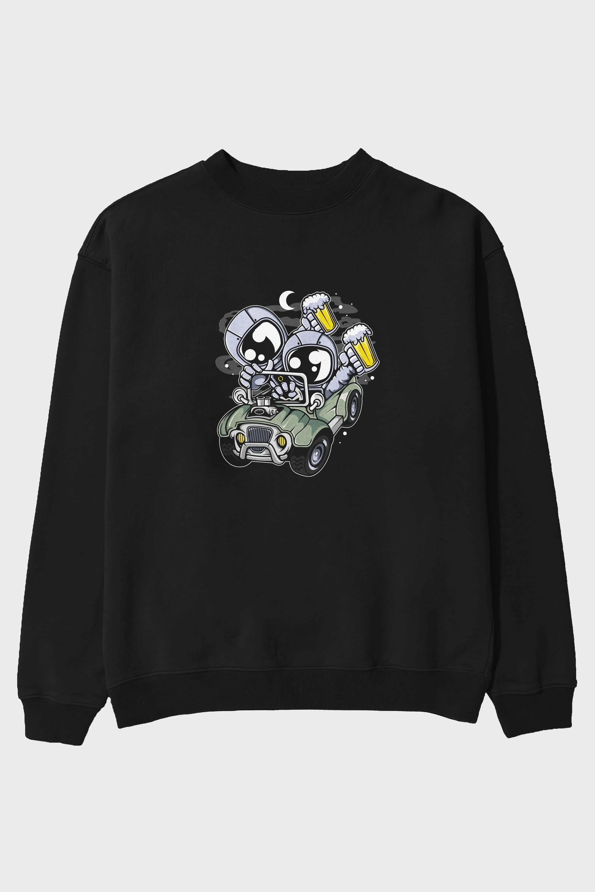 Astronaut Offroad Ön Baskılı Oversize Sweatshirt Erkek Kadın Unisex