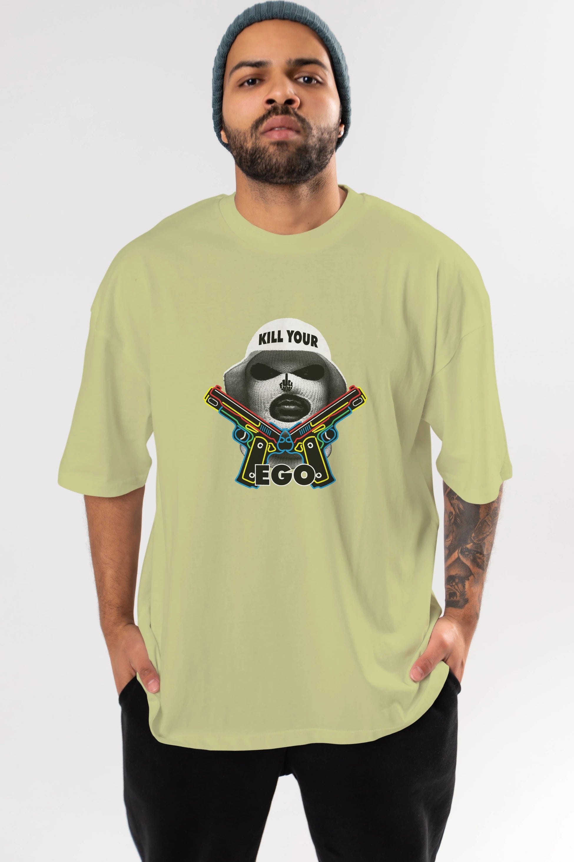 Kill Your Ego Ön Baskılı Oversize t-shirt Erkek Kadın Unisex