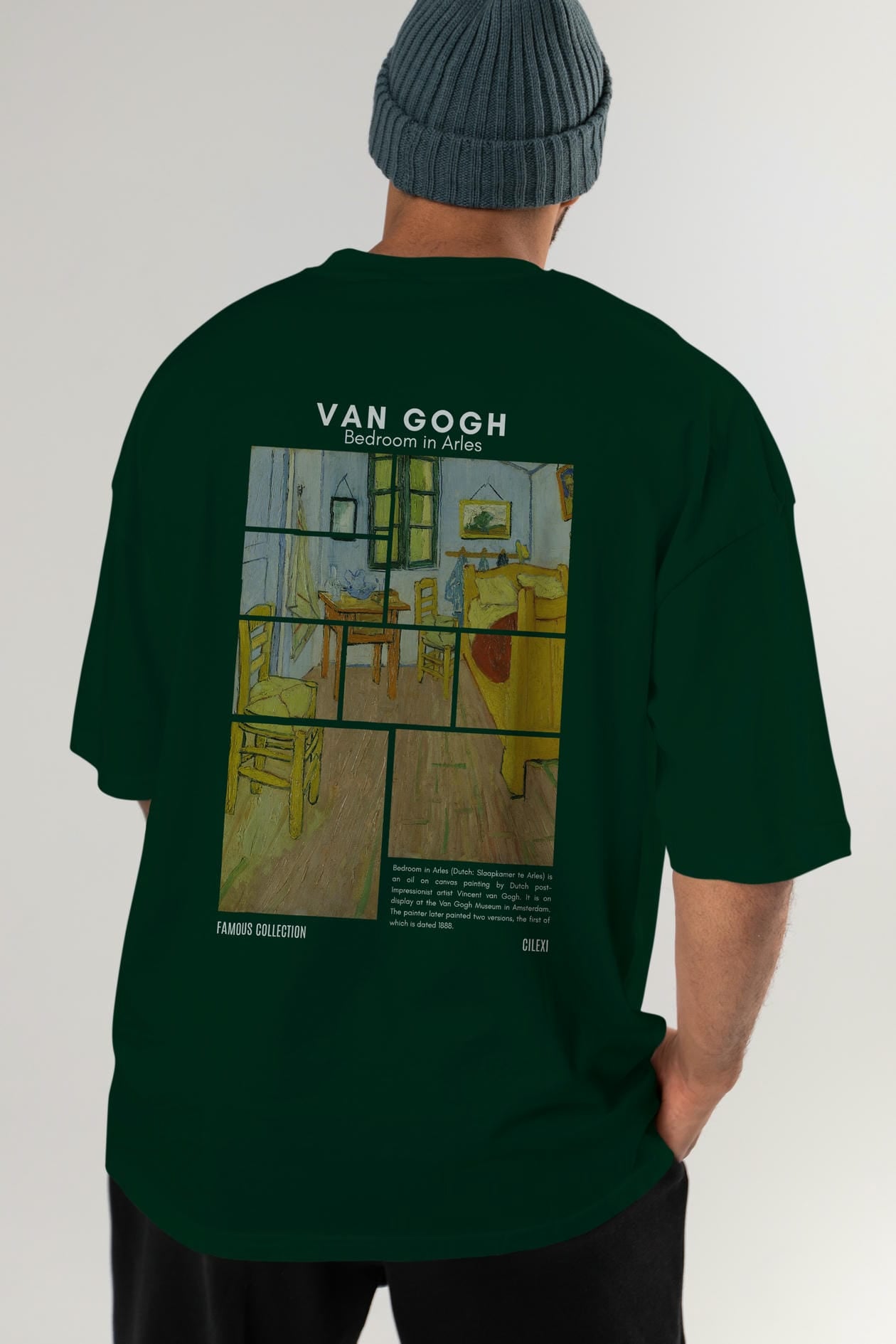 Van Gogh Arka Baskılı Oversize t-shirt Erkek Kadın Bisiklet Yaka Pamuk tişort