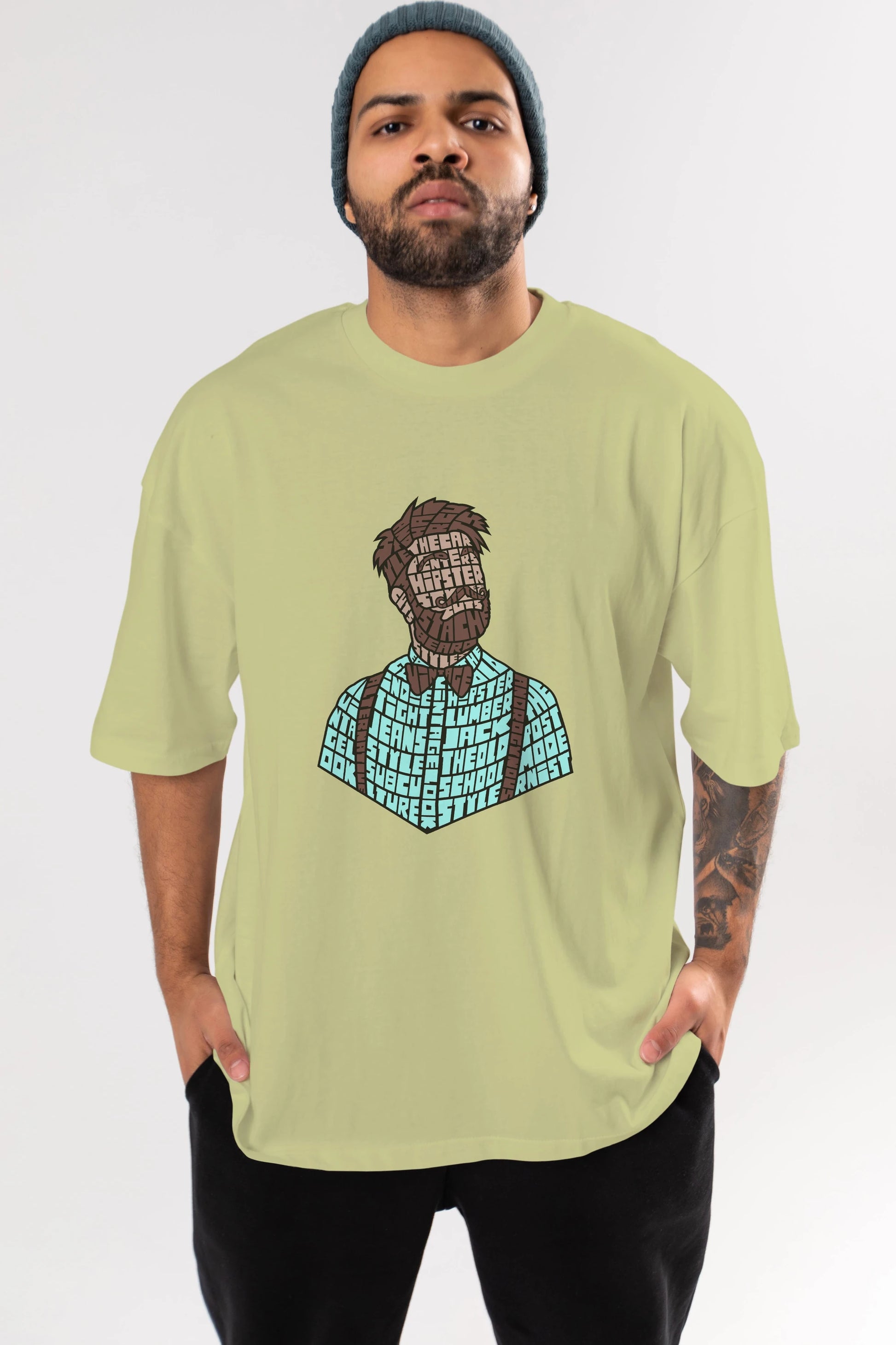 Hipster (2) Ön Baskılı Oversize t-shirt %100 pamuk Erkek Kadın Unisex