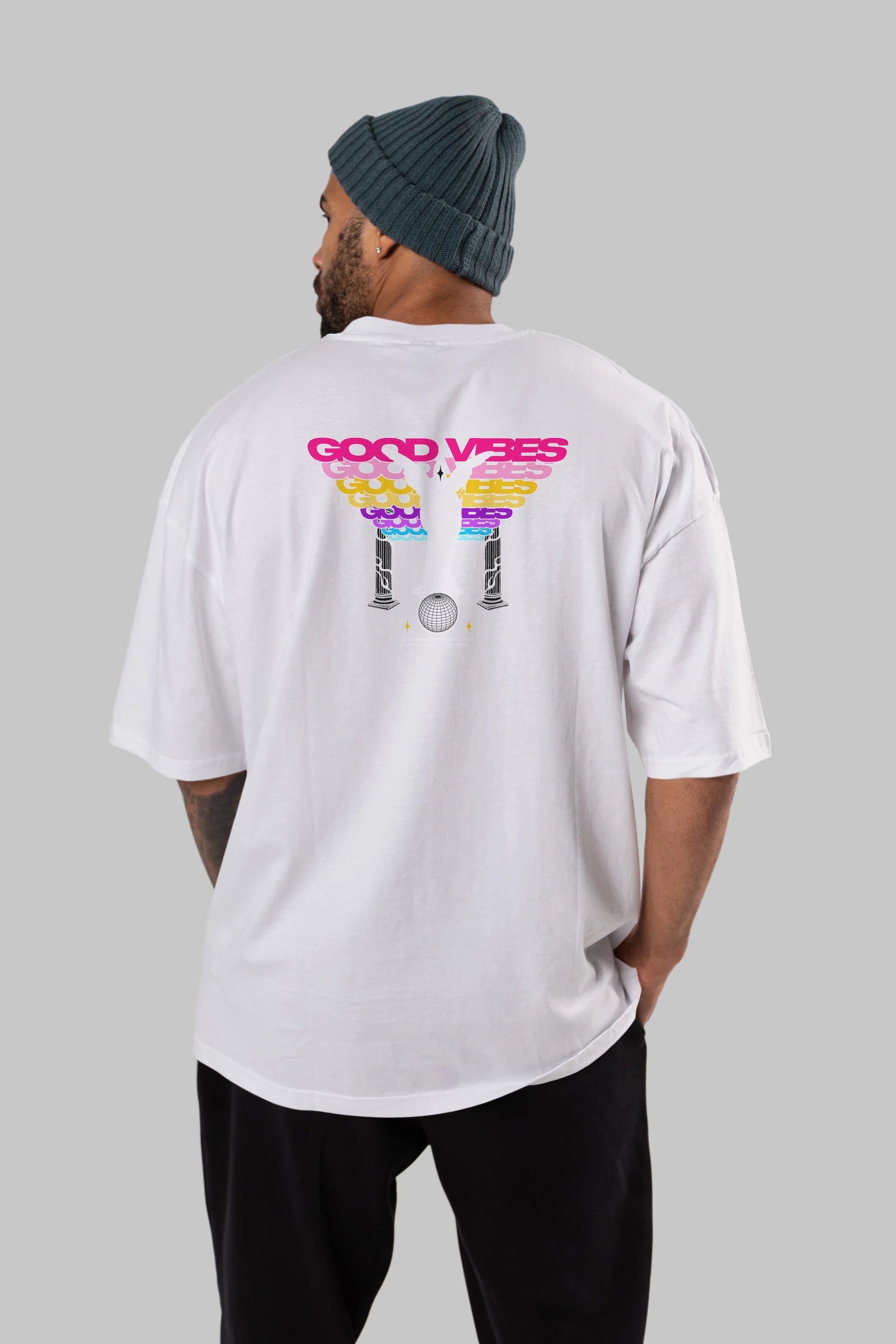 Good Vibes Arka Baskılı Oversize t-shirt Erkek Kadın Unisex