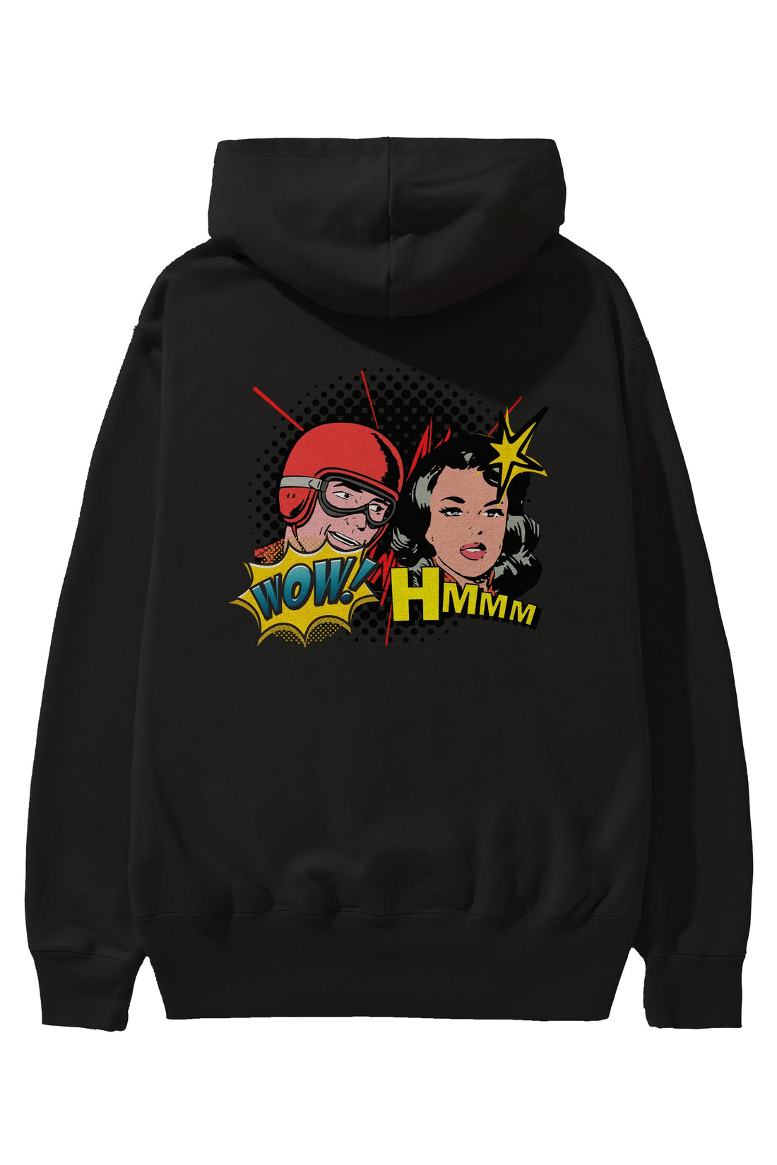 Comic Wow Yazılı Arka Baskılı Oversize Hoodie Kapüşonlu Sweatshirt Erkek Kadın Unisex