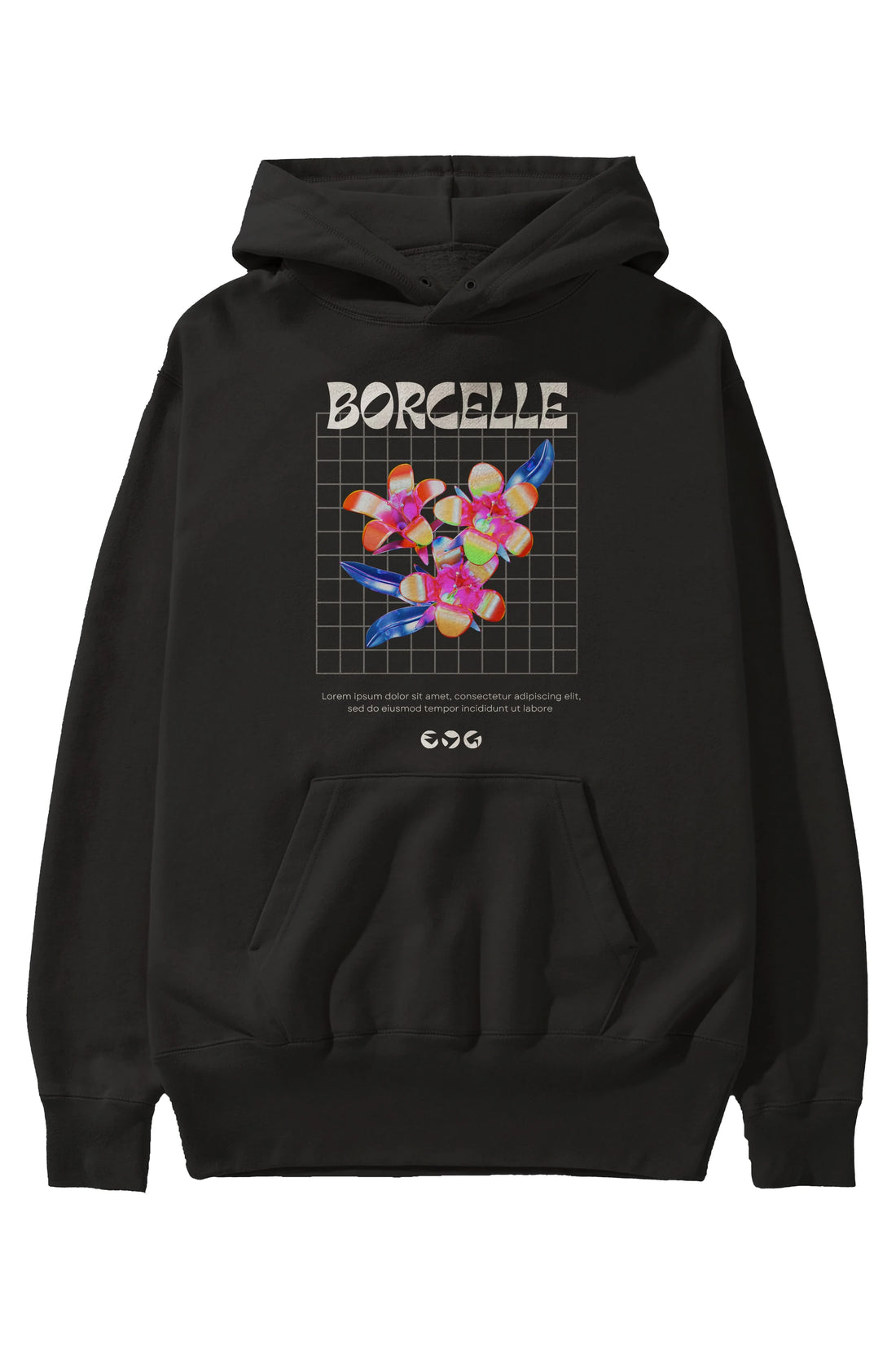 Borcelle Streetwear Ön Baskılı Oversize Hoodie Kapüşonlu Sweatshirt Erkek Kadın Unisex
