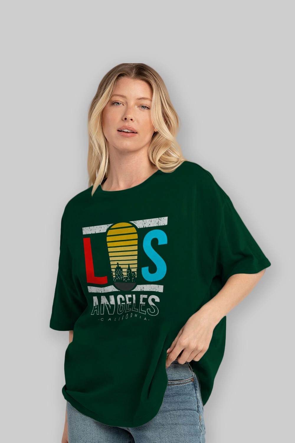 Los Angeles Ön Baskılı Oversize t-shirt Erkek Kadın Unisex