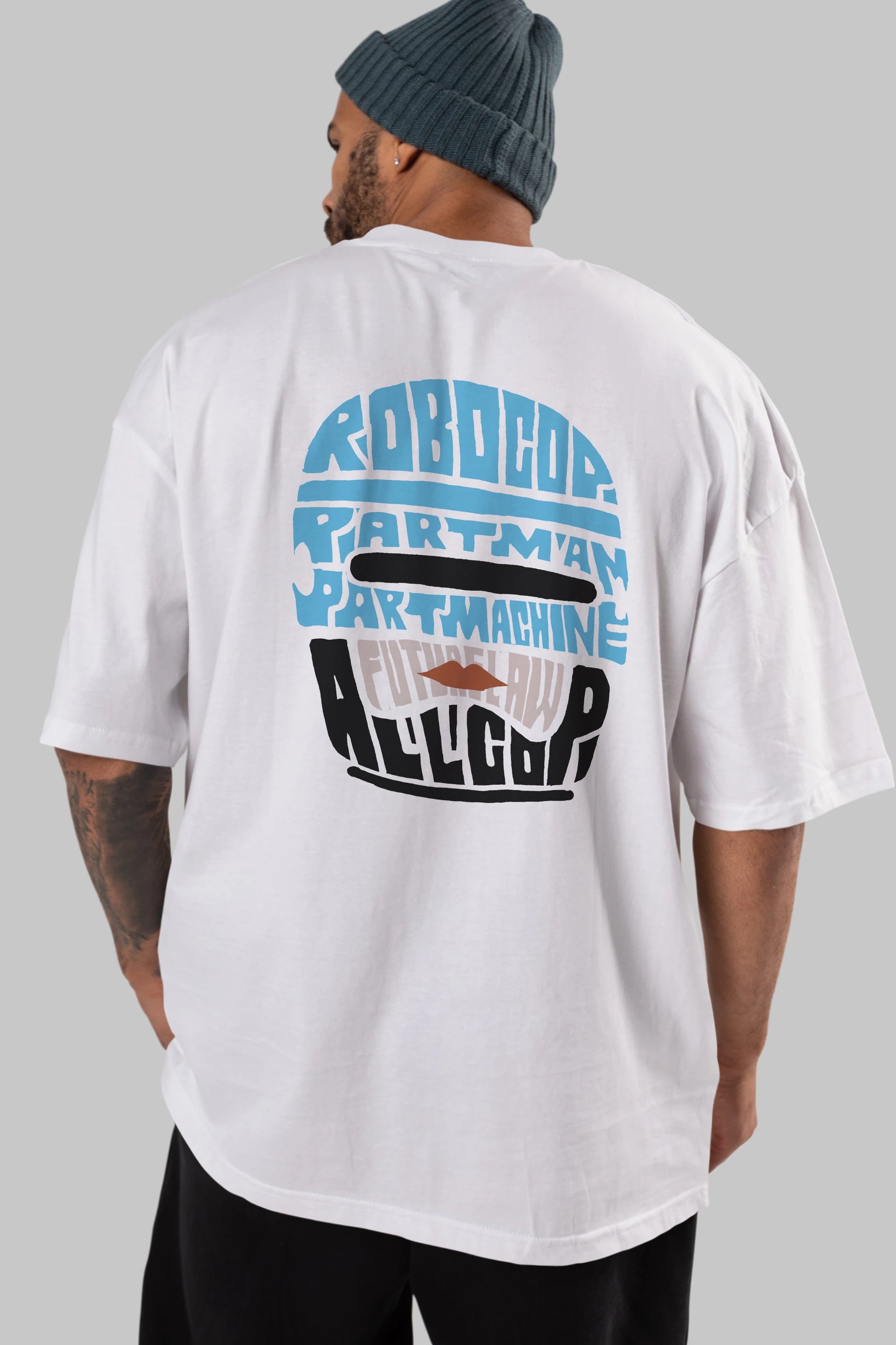 Robocop Arka Baskılı Oversize t-shirt %100 pamuk Erkek Kadın Unisex