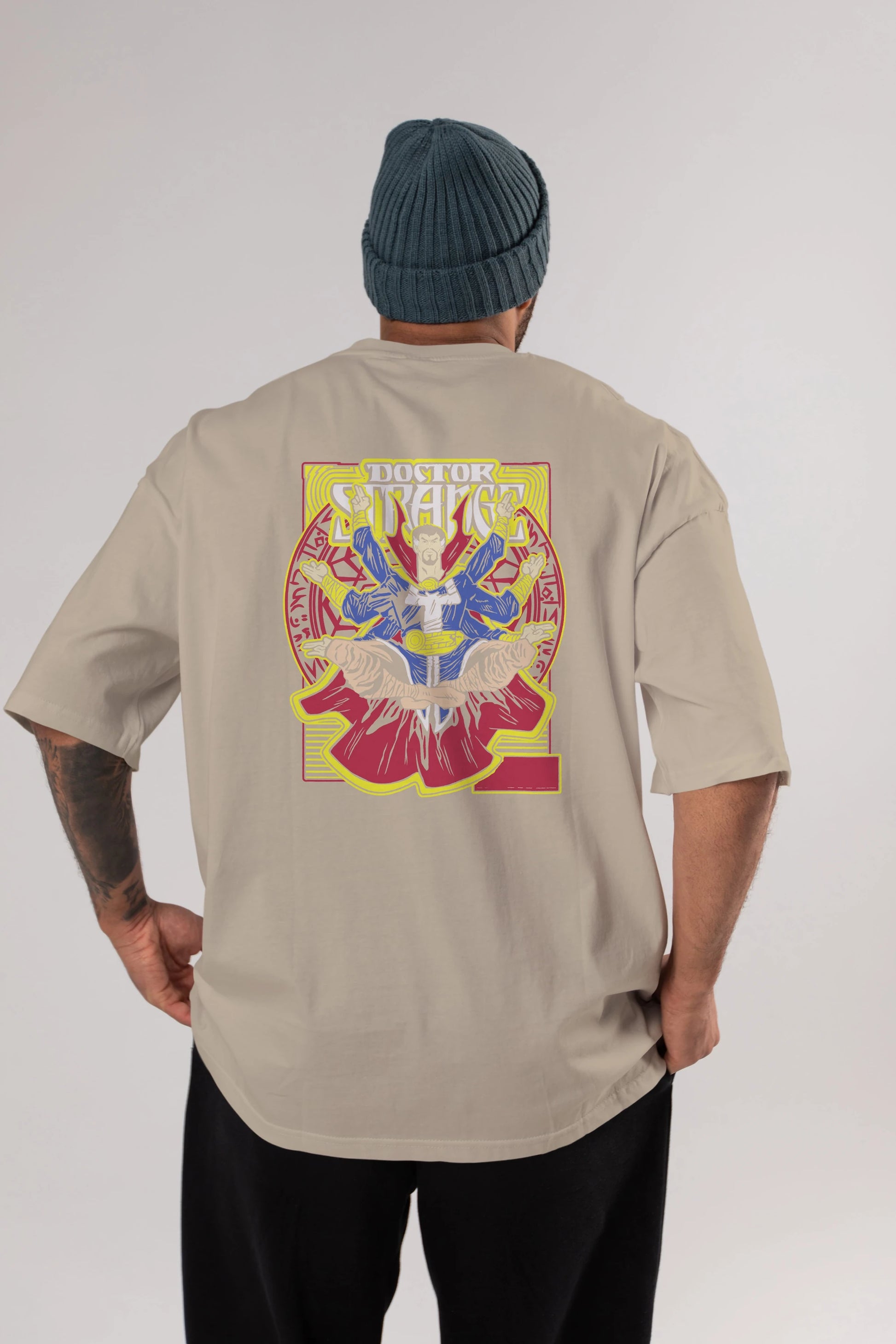 Doctor Strange (1) Arka Baskılı Oversize t-shirt Erkek Kadın Unisex %100 Pamuk Bisiklet Yaka tişort