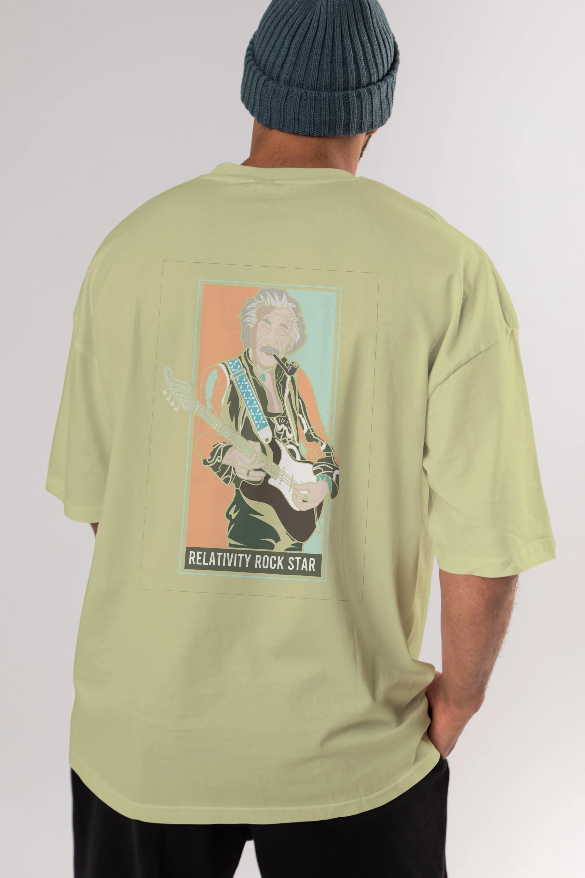 Jimmy Einstein Arka Baskılı Oversize t-shirt Erkek Kadın Unisex %100 Pamuk tişort