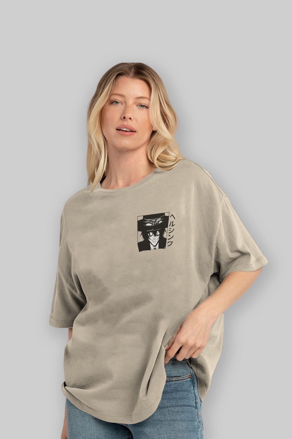 Alucard 1 Ön Sol Baskılı Oversize t-shirt Erkek Kadın Unisex %100 Pamuk Bisiklet Yaka tişort