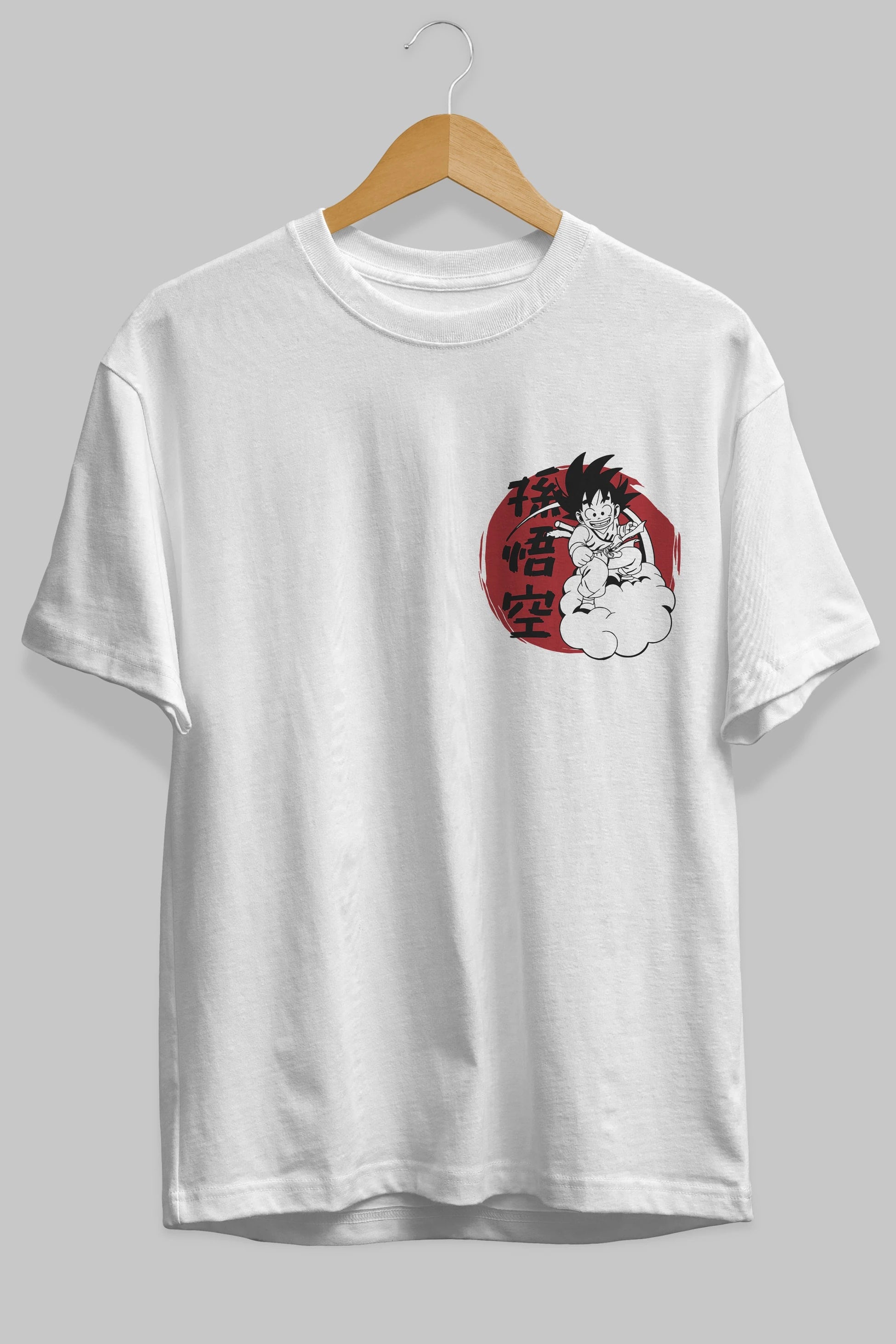 DRAGON BALL Ön Sol Baskılı Oversize t-shirt Erkek Kadın Unisex %100 Pamuk Bisiklet Yaka tişort