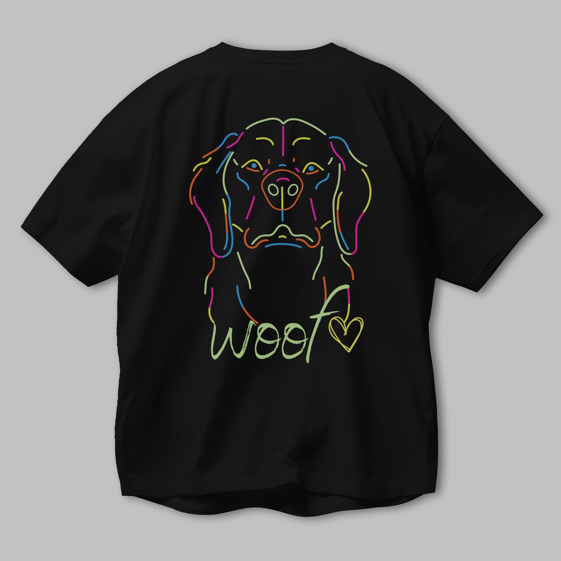 Neon Dog Arka Baskılı Oversize t-shirt Erkek Kadın Unisex