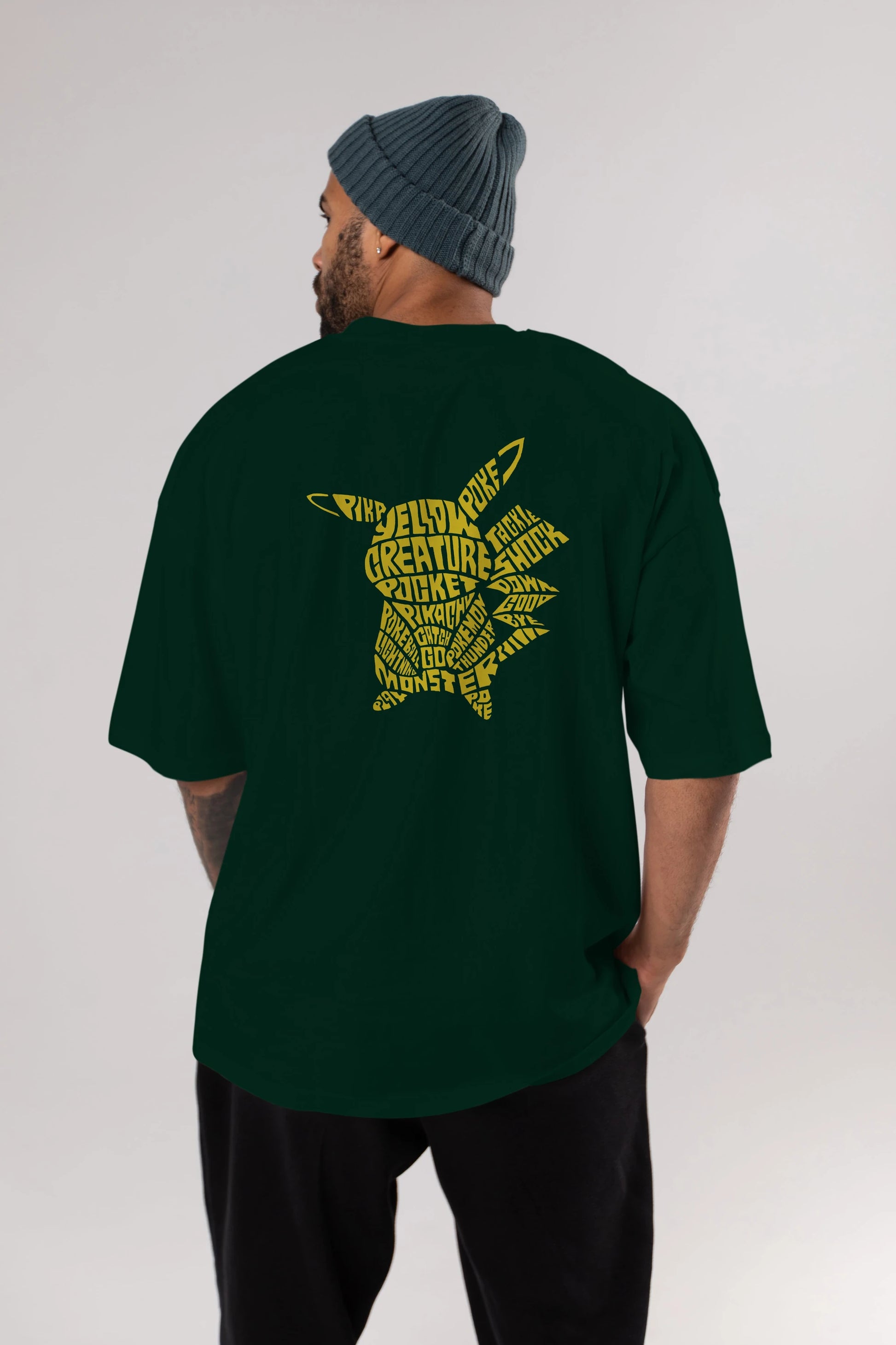 Pocket Monster Arka Baskılı Oversize t-shirt %100 pamuk Erkek Kadın Unisex