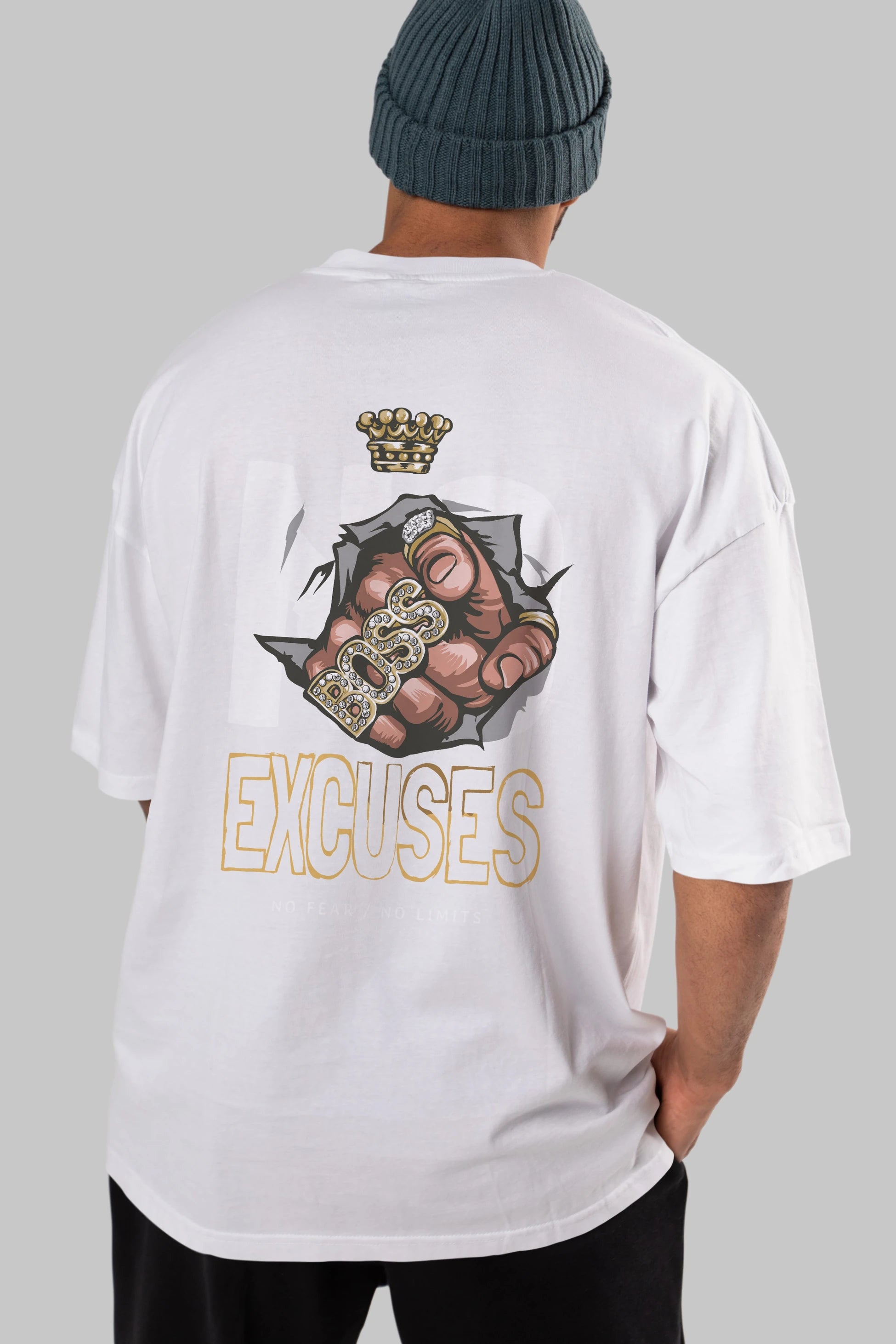 No Excuses Arka Baskılı Oversize t-shirt Erkek Kadın Unisex