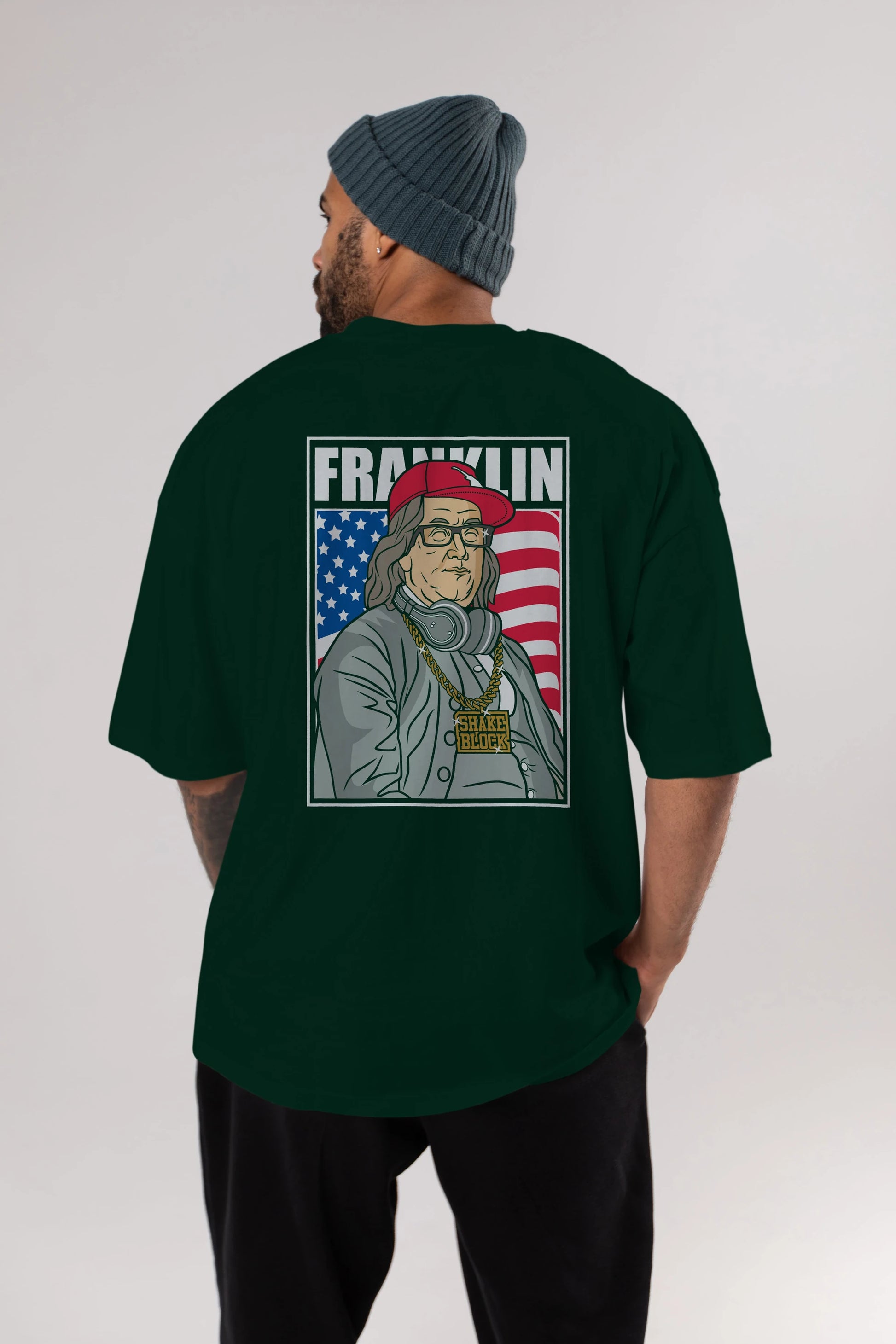 Franklin Rapper Arka Baskılı Oversize t-shirt Erkek Kadın Unisex %100 Pamuk tişort