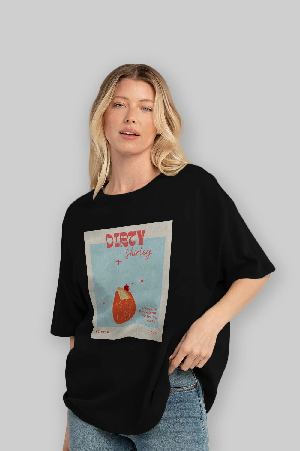 Dirty Shirley Ön Baskılı Oversize t-shirt Erkek Kadın Unisex %100 Pamuk Bisiklet Yaka tişort
