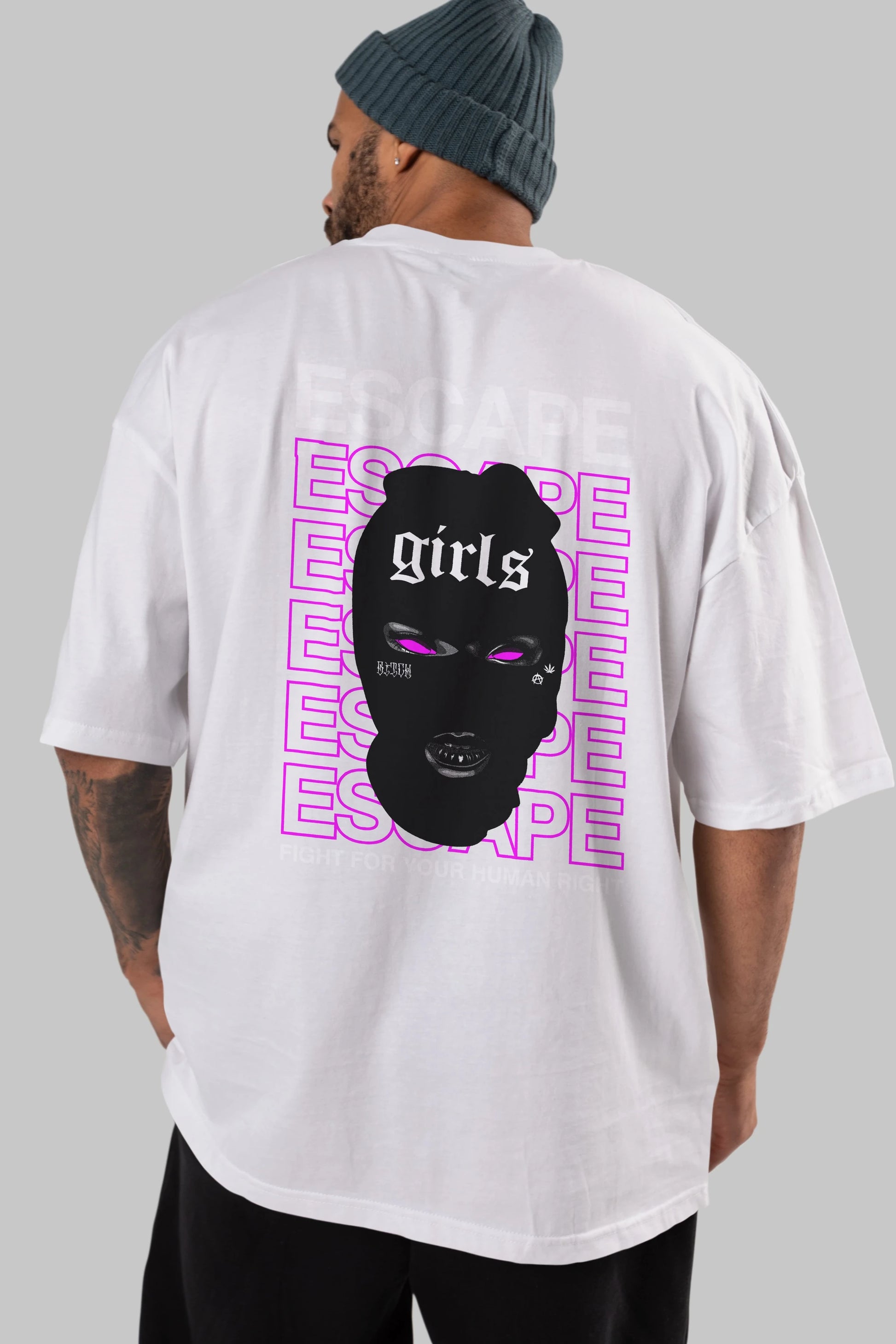 Escape Girl Arka Baskılı Oversize t-shirt Erkek Kadın Unisex