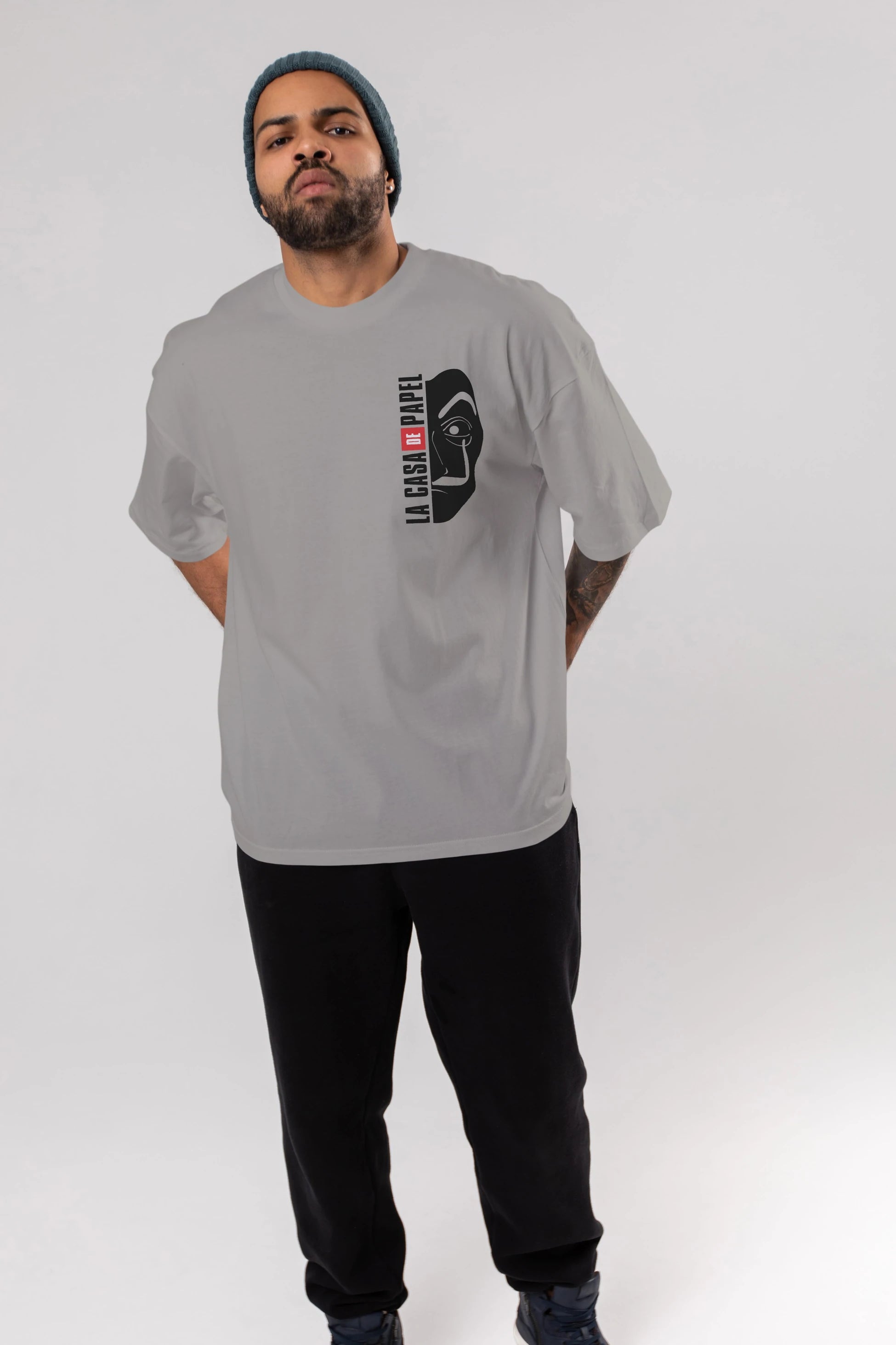 La Casa De Papel (3) Ön Sol Baskılı Oversize t-shirt Erkek Kadın Unisex %100 Pamuk Bisiklet Yaka tişort