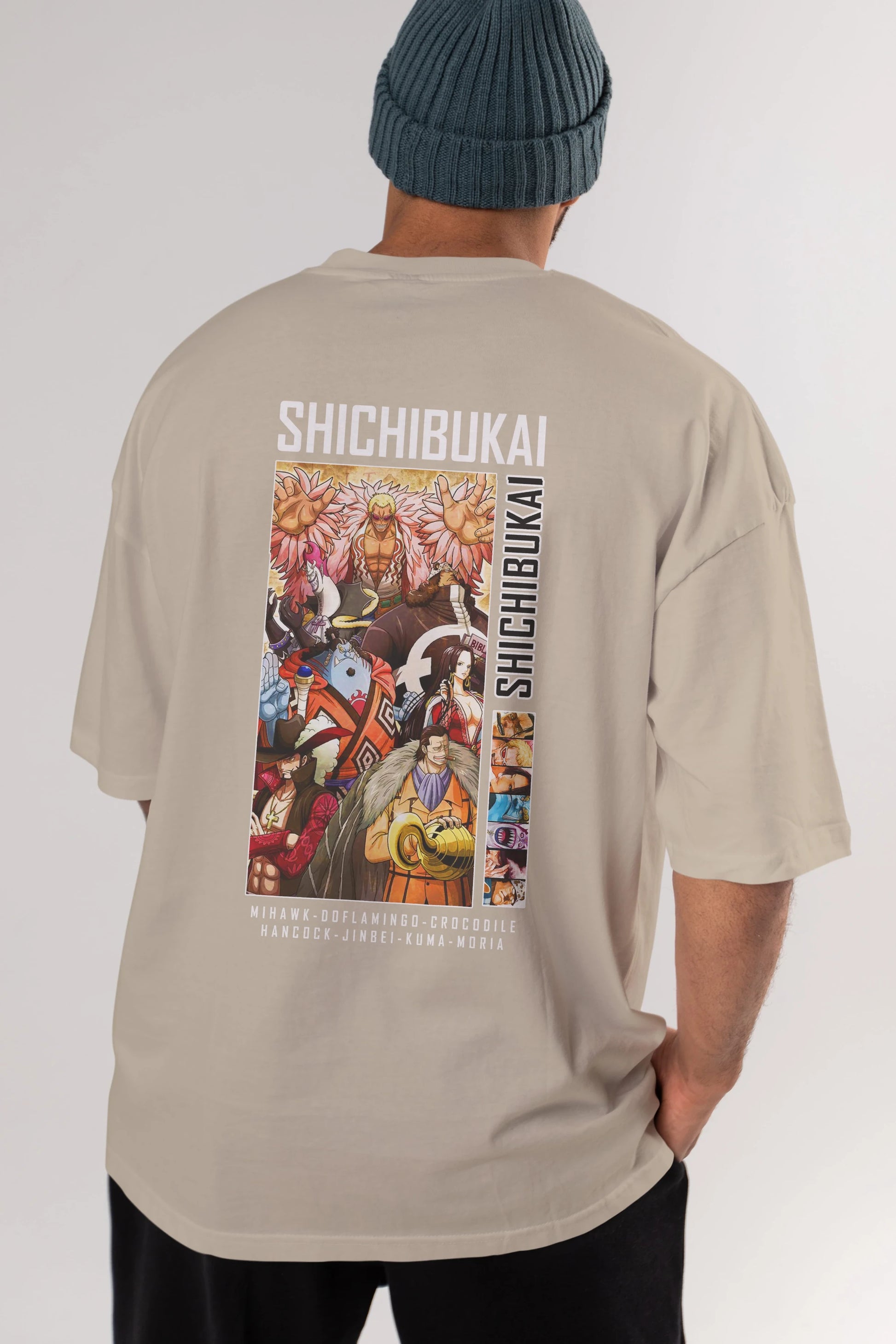 Shichibukai Anime Arka Baskılı Oversize t-shirt Erkek Kadın Unisex %100 pamuk tişort