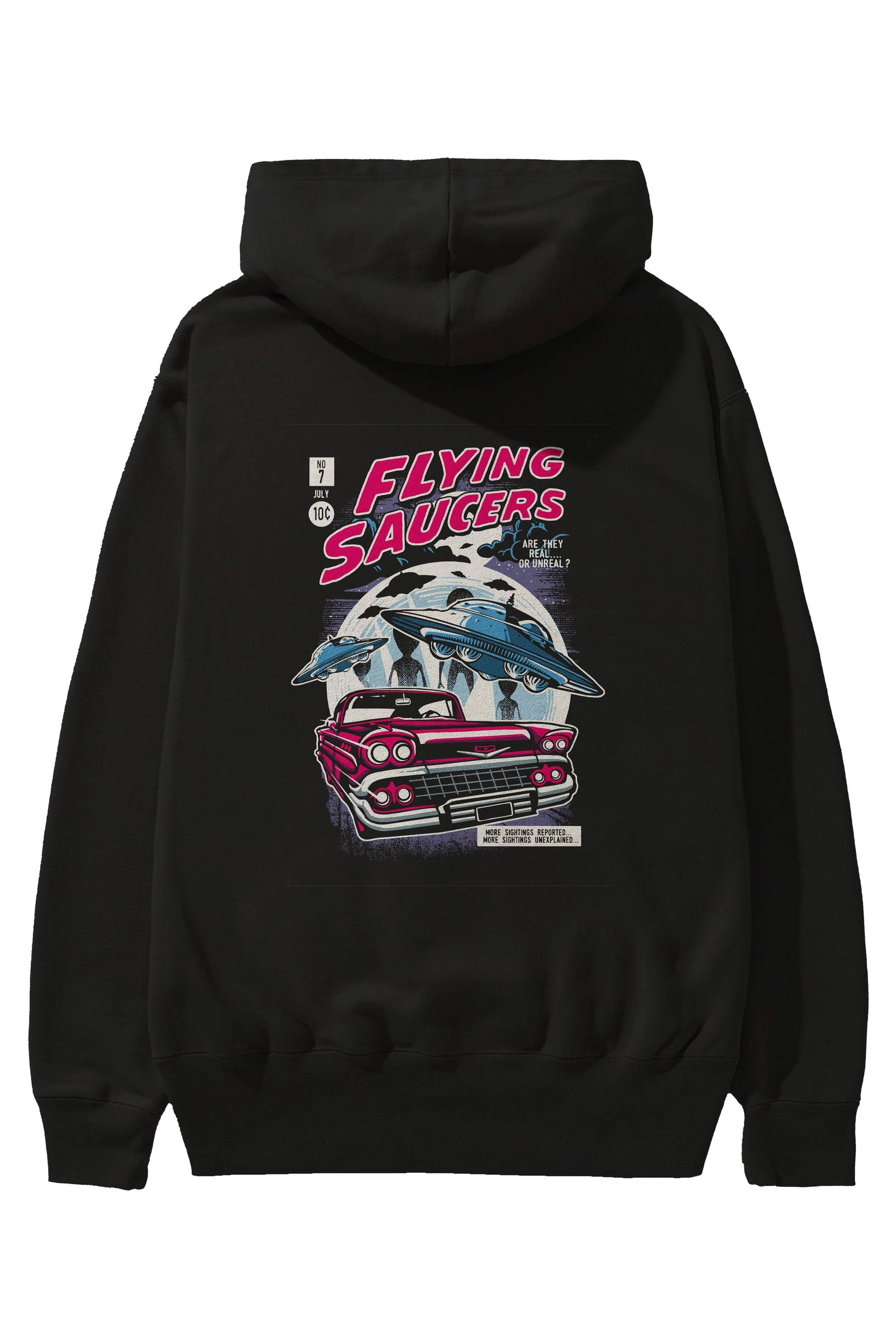 Flying Saucers Arka Baskılı Hoodie Oversize Kapüşonlu Sweatshirt Erkek Kadın Unisex