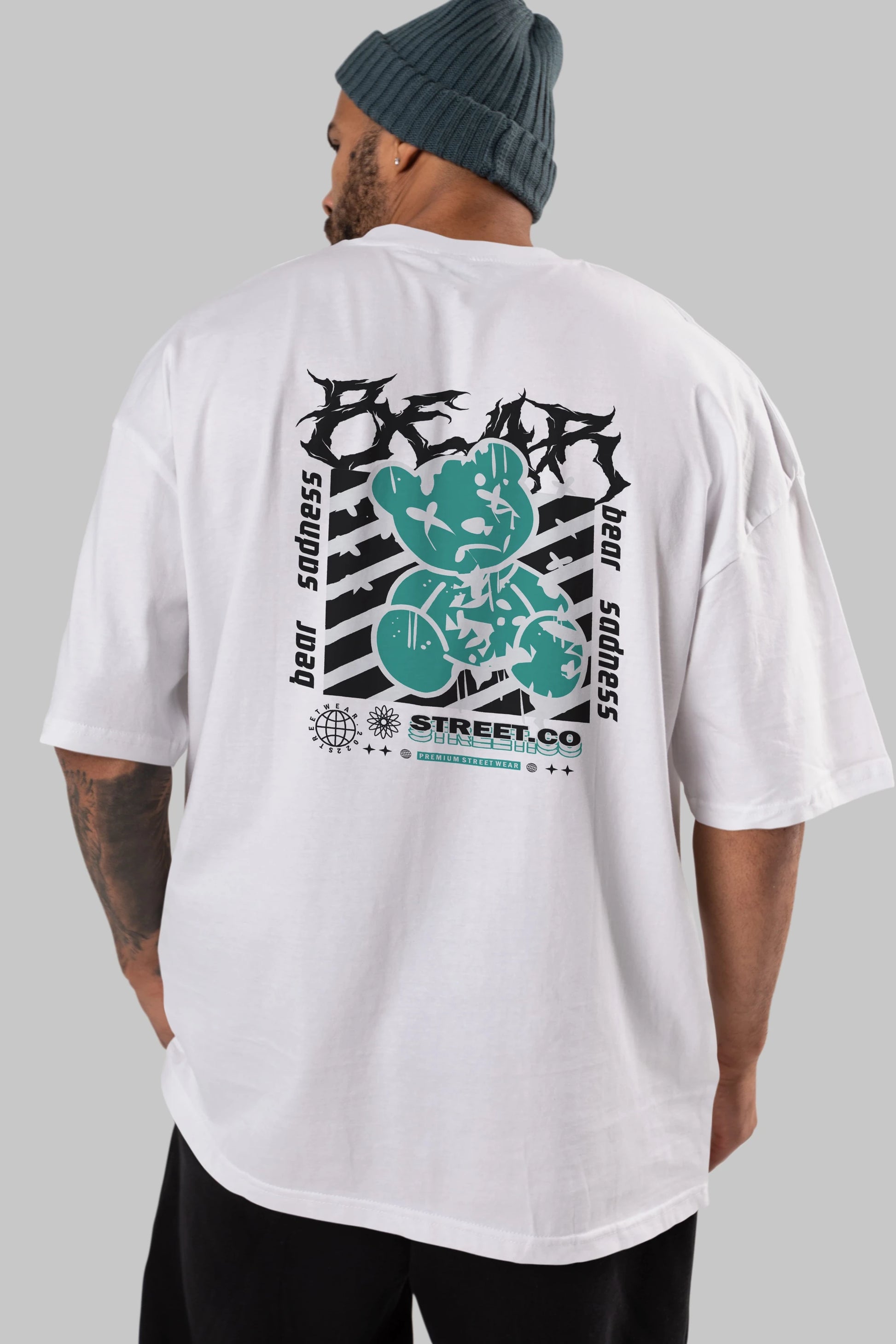 Bear Sadness Arka Baskılı Oversize t-shirt Erkek Kadın Unisex