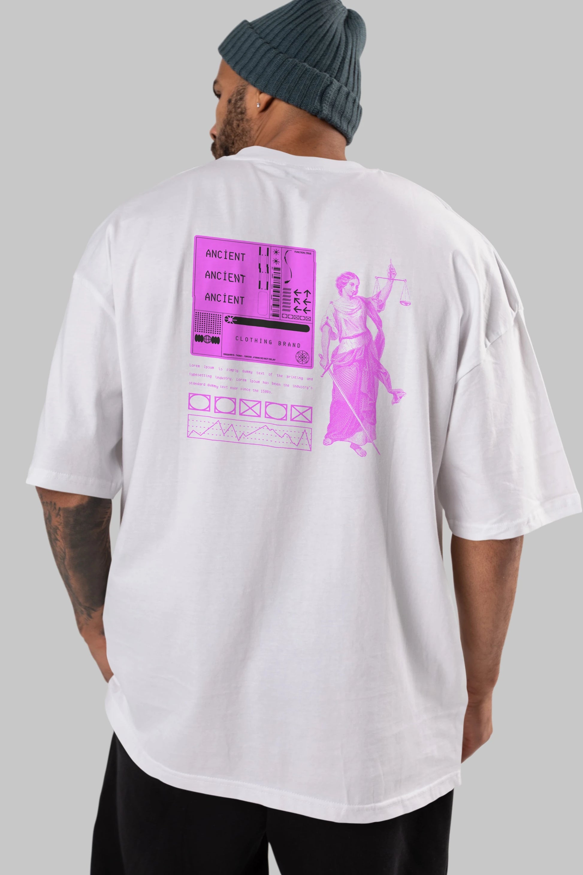 Ancient Streetwear Arka Baskılı Oversize t-shirt Erkek Kadın Unisex