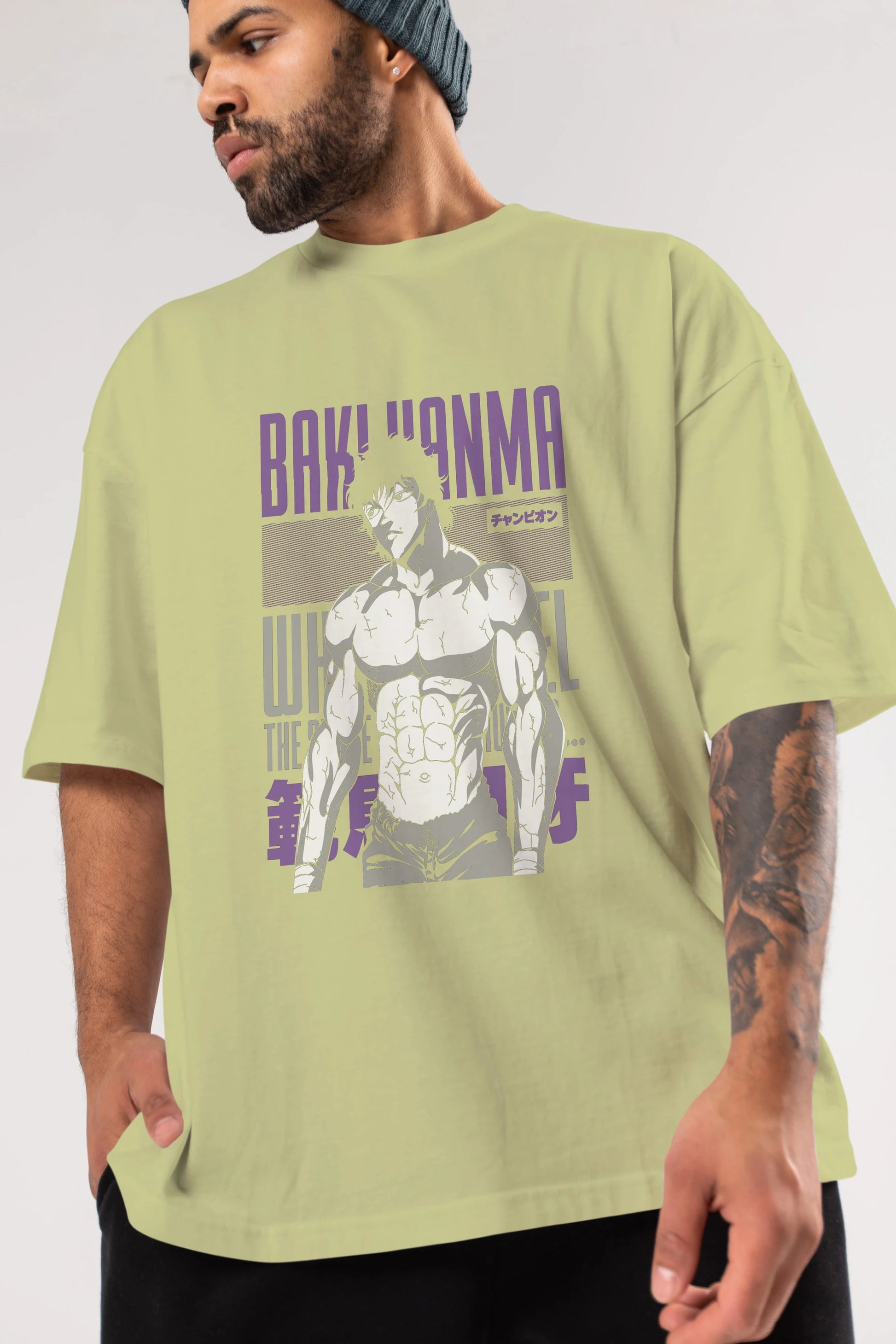 BAKI HANMA (2) Anime Ön Baskılı Oversize t-shirt %100 pamuk Erkek Kadın Unisex