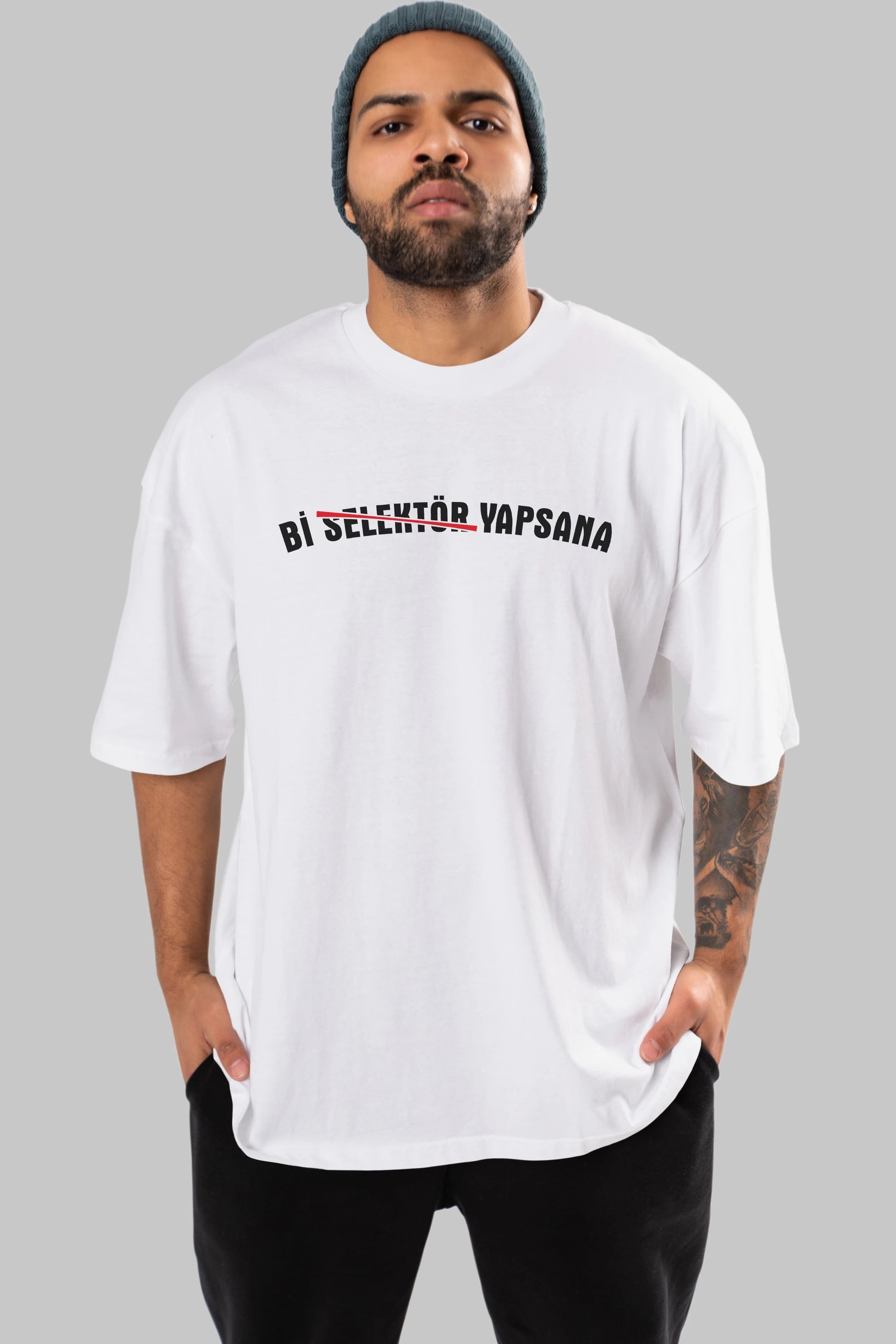 Bi Selektör Yapsana Ön Baskılı Oversize t-shirt %100 pamuk Erkek Kadın Unisex