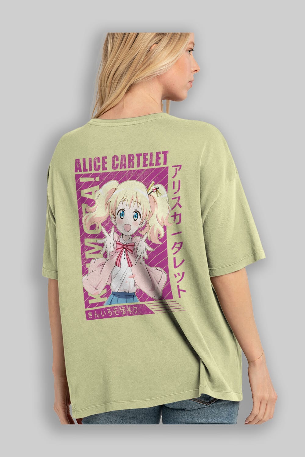 Alice Cartelet 12 Anime Arka Baskılı Oversize t-shirt Erkek Kadın Unisex