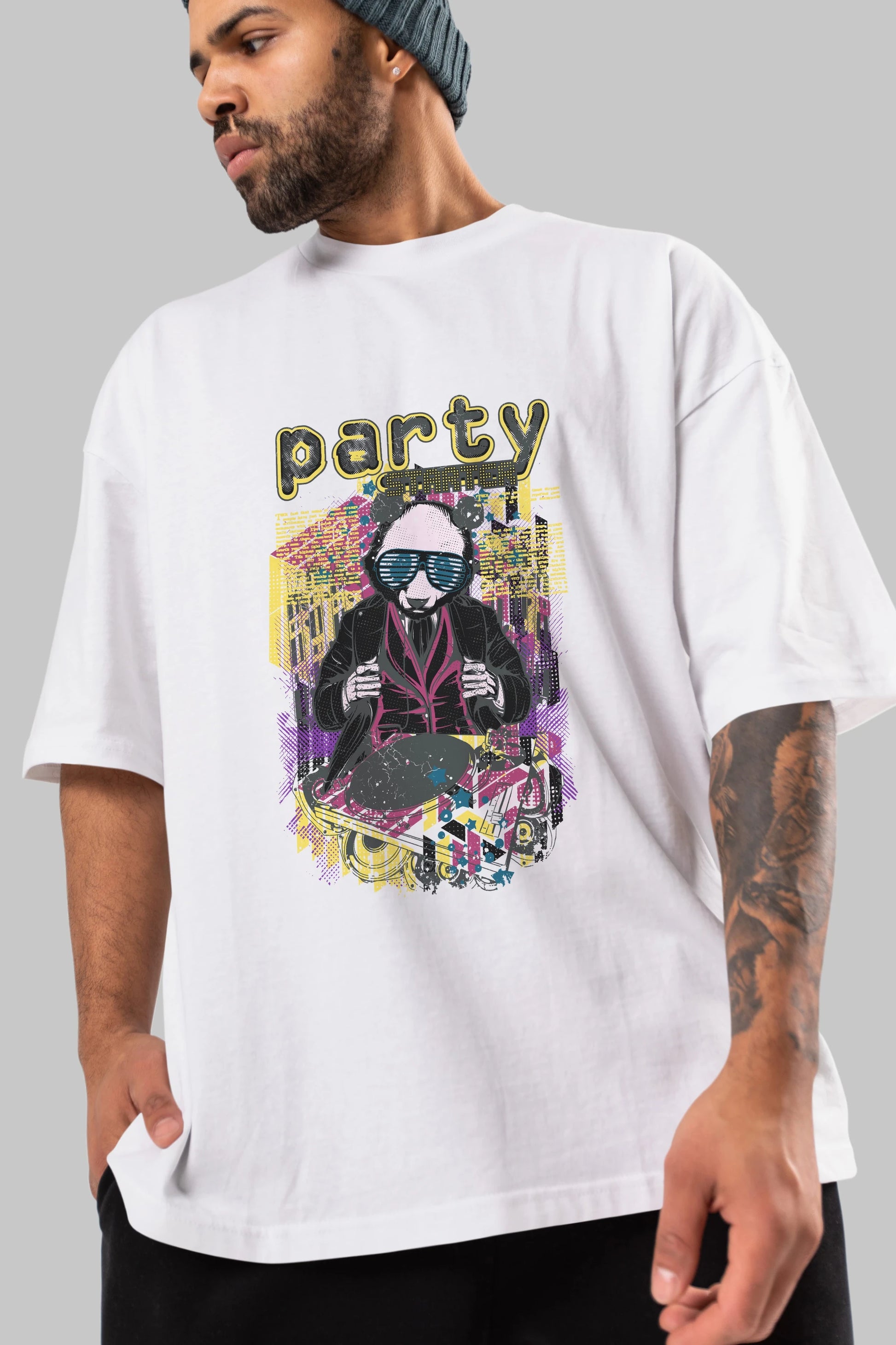 Party Starter Ön Baskılı Oversize t-shirt Erkek Kadın Unisex