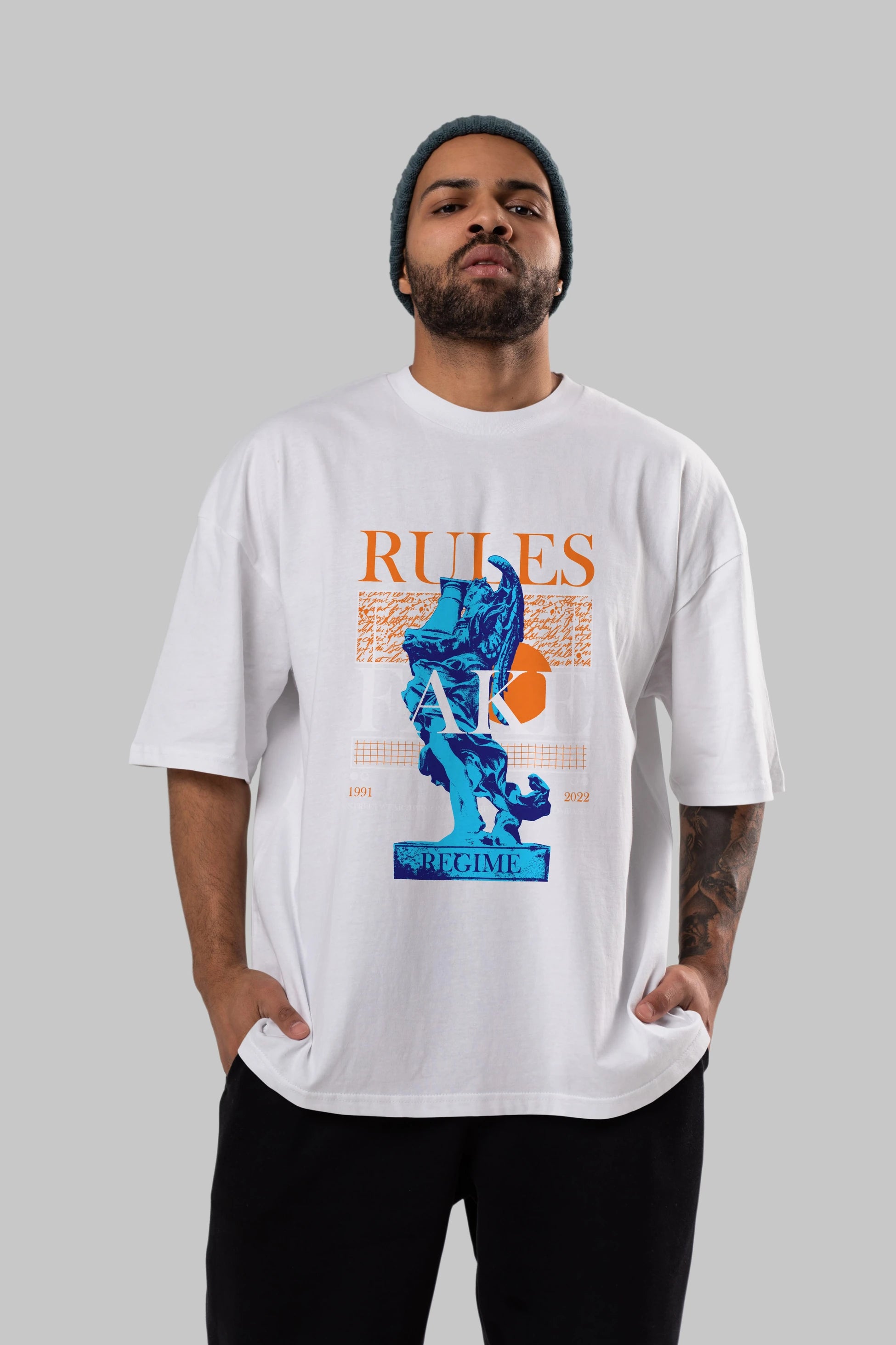 Rules Fake Ön Baskılı Oversize t-shirt Erkek Kadın Unisex