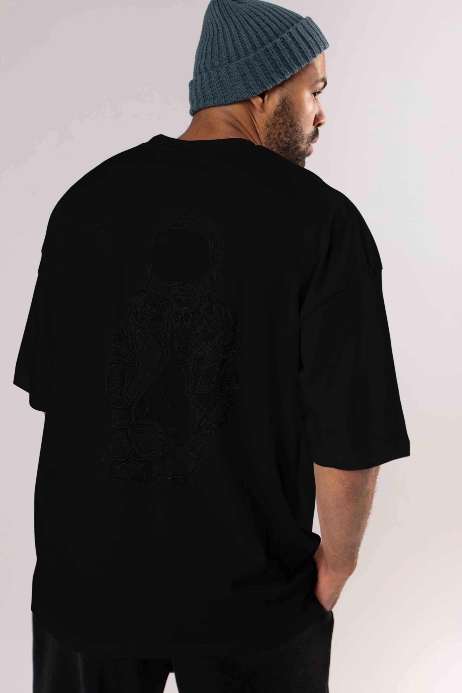 Astronaut Punkster Arka Baskılı Oversize t-shirt Erkek Kadın Unisex %100 Pamuk