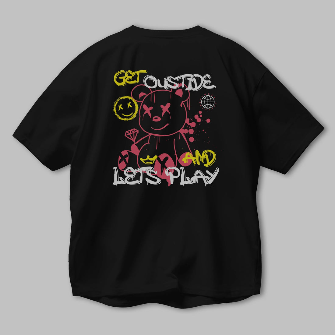 Get Outside Bear Arka Baskılı Oversize t-shirt Erkek Kadın Unisex
