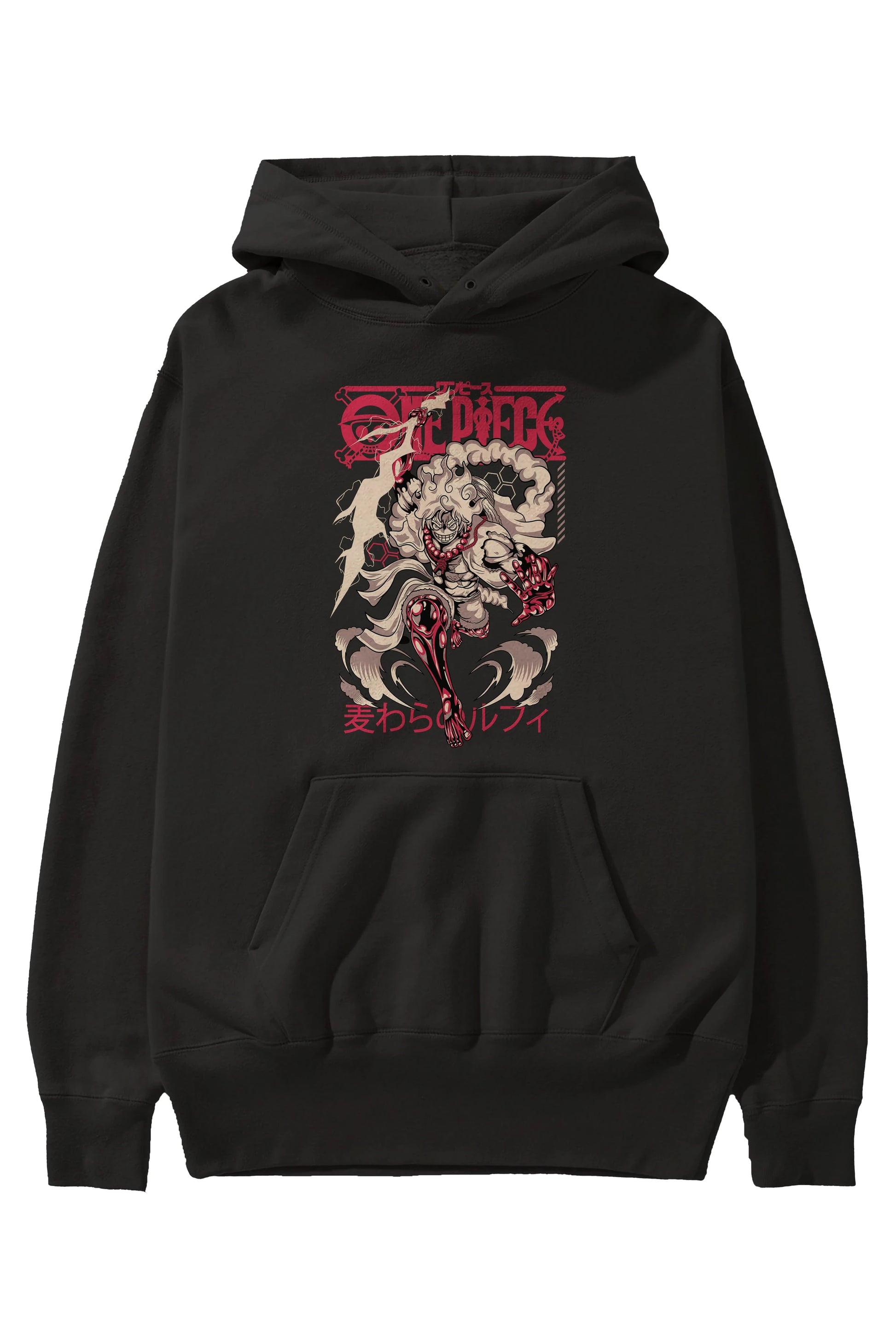 MONKEY D. LUFF-ONE PIECE 1 Anime Ön Baskılı Hoodie Oversize Kapüşonlu Sweatshirt Erkek Kadın Unisex