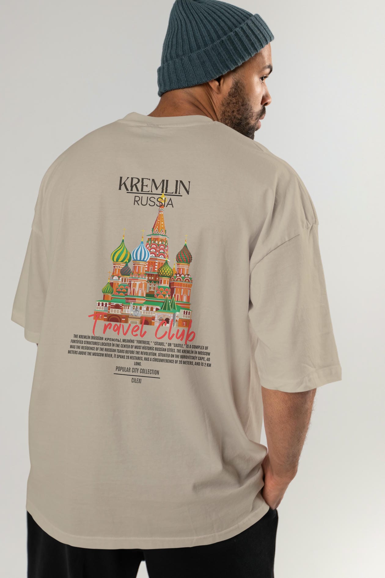 Kremlin Russia Arka Baskılı Oversize t-shirt Erkek Kadın Pamuk Bisiklet Yaka tişort
