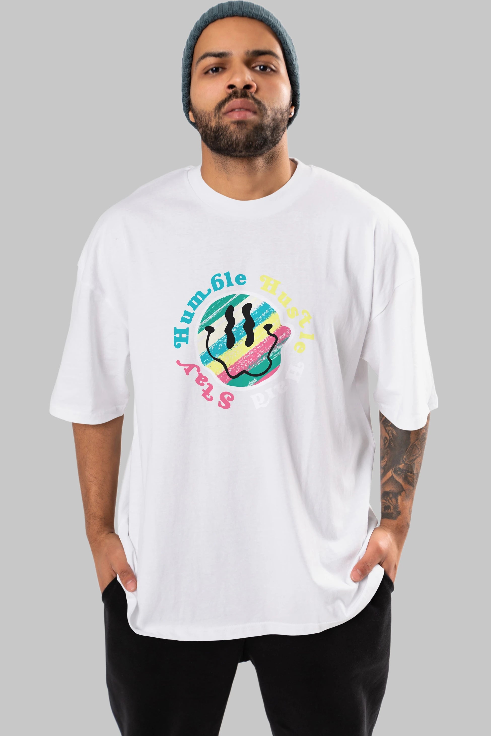 Stay Humble 2 Ön Baskılı Oversize t-shirt Erkek Kadın Unisex