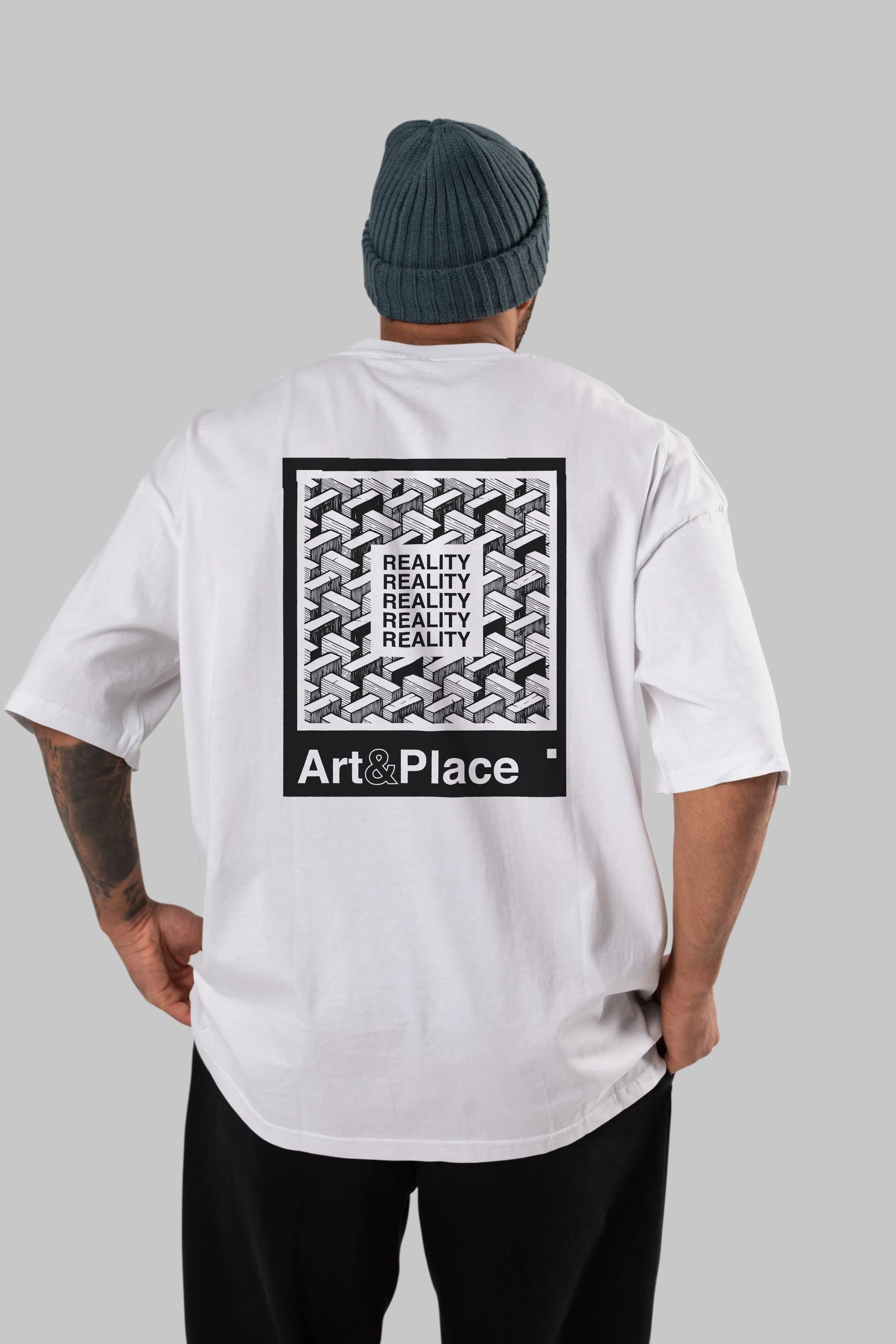 Reality Arka Baskılı Oversize t-shirt Erkek Kadın Unisex