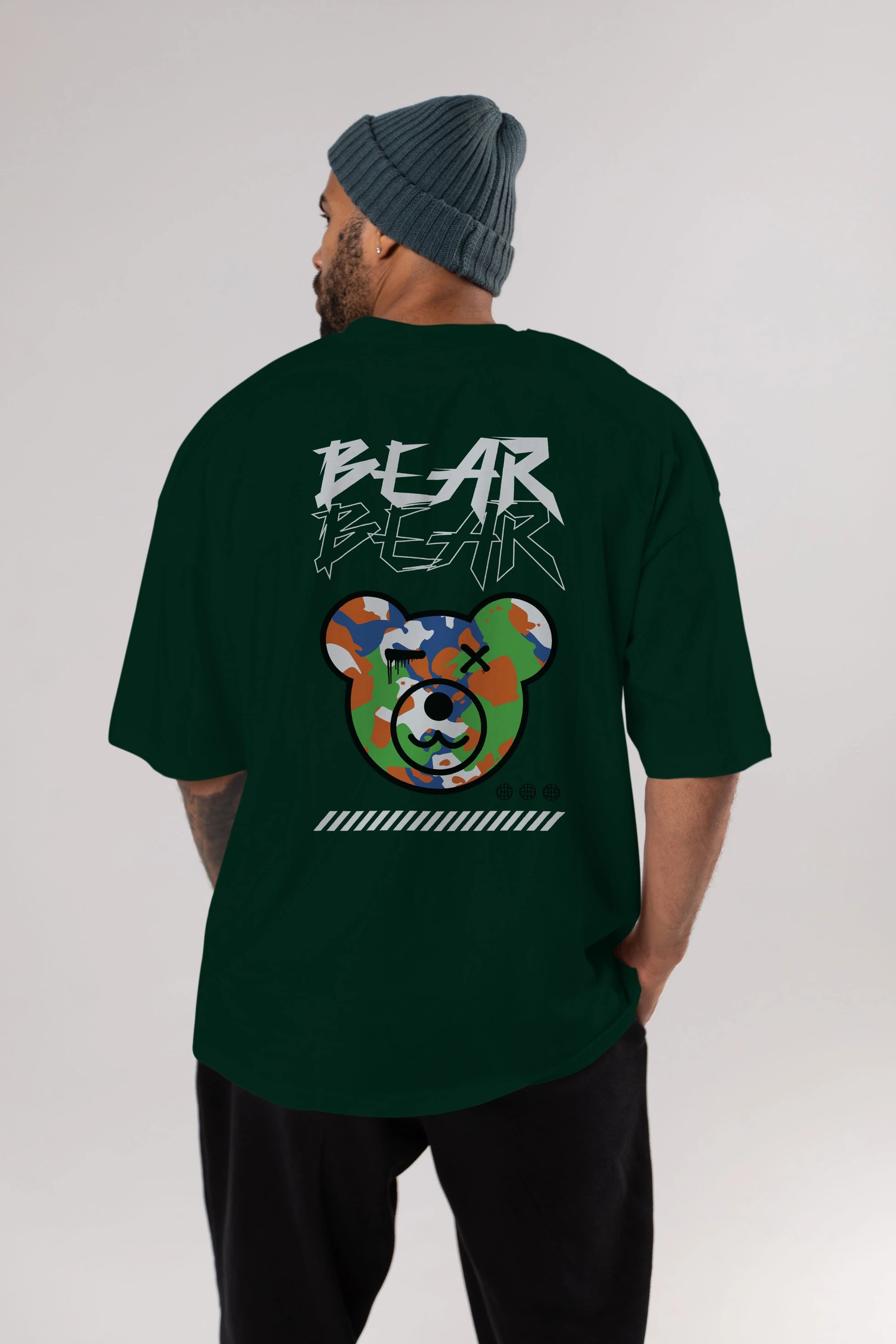 Bear Bear Arka Baskılı Oversize t-shirt Erkek Kadın Unisex
