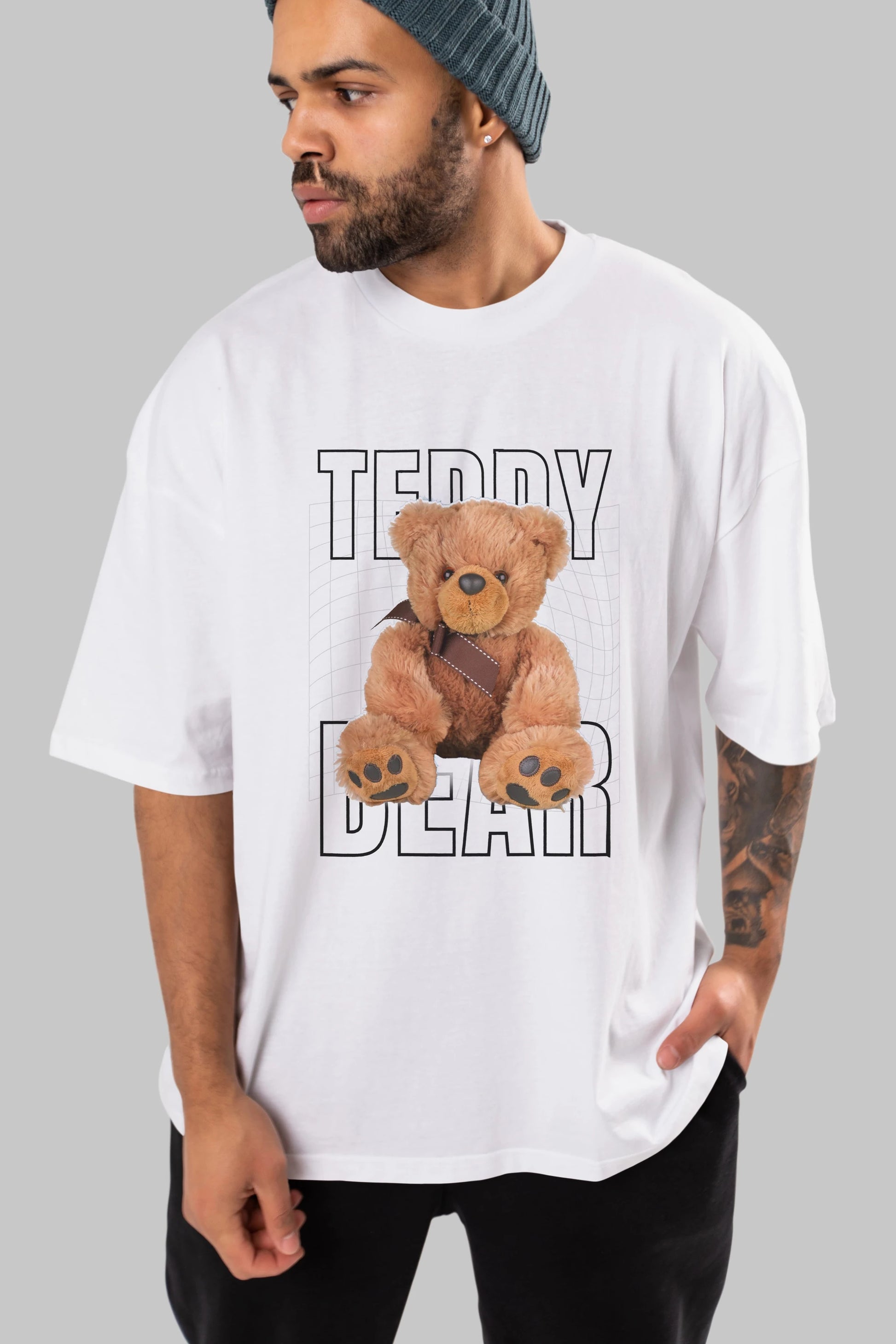Teddy Bear Yazılı Ön Baskılı Oversize t-shirt Erkek Kadın Unisex