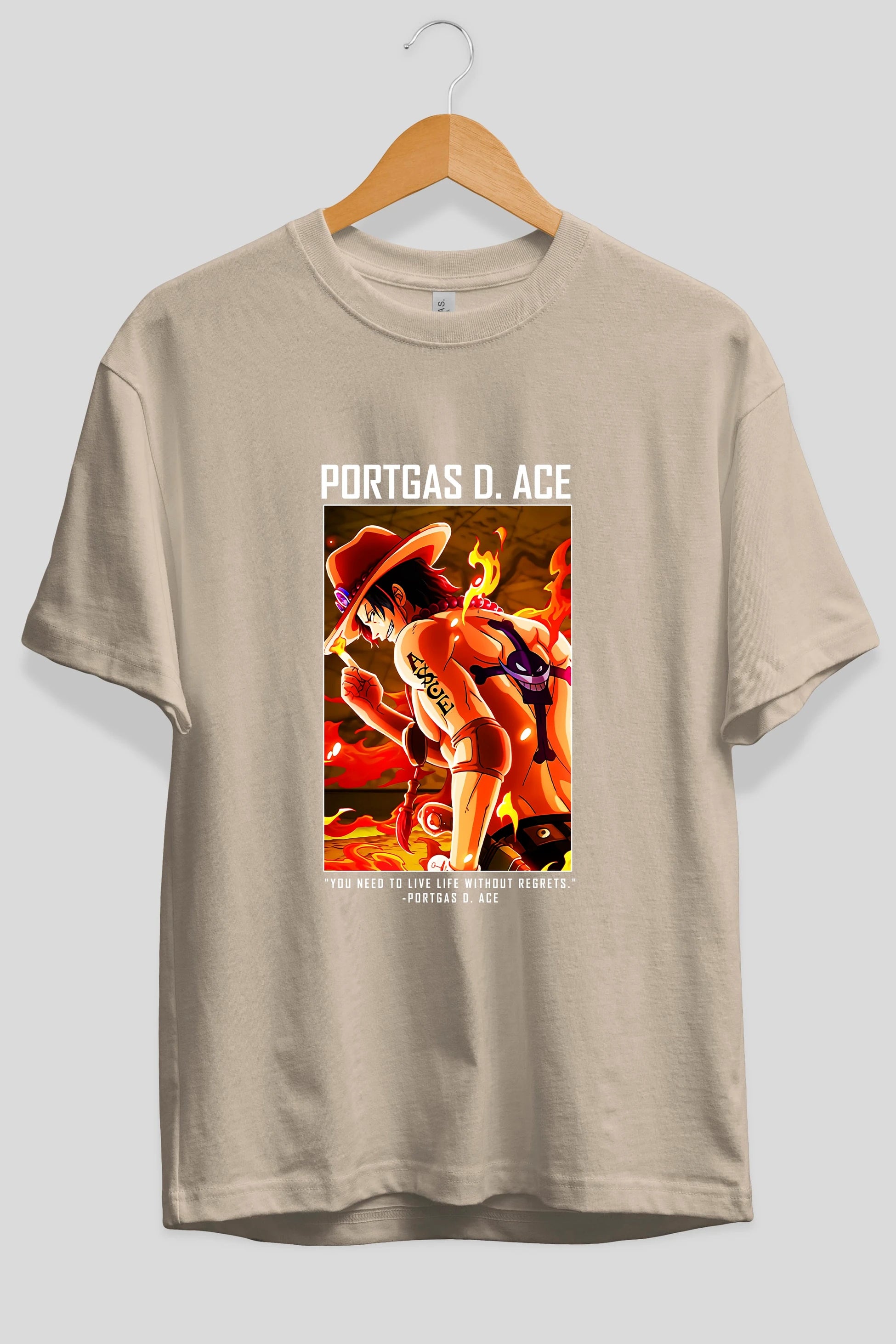 Portgas D. Ace Anime Ön Baskılı Oversize t-shirt Erkek Kadın Unisex