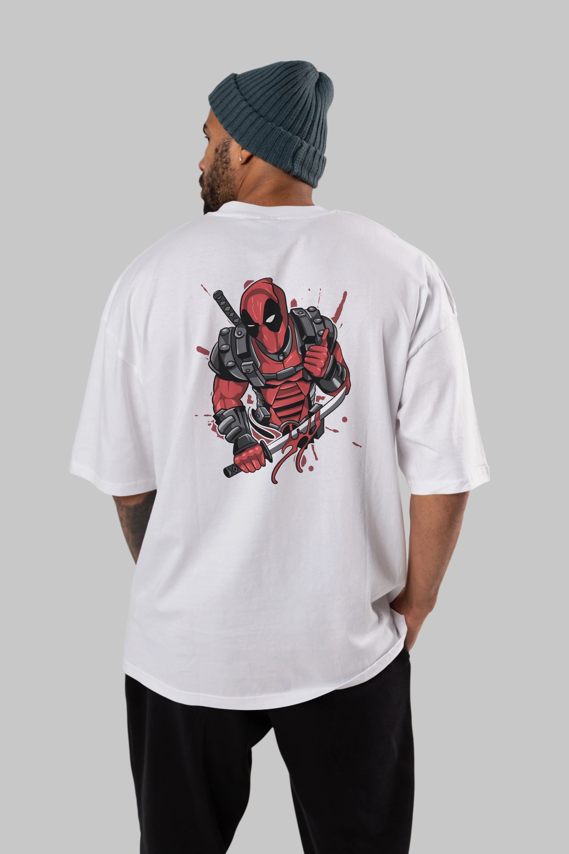 Deadpool (12) Arka Baskılı Oversize t-shirt Erkek Kadın Unisex %100 Pamuk Bisiklet Yaka tişort