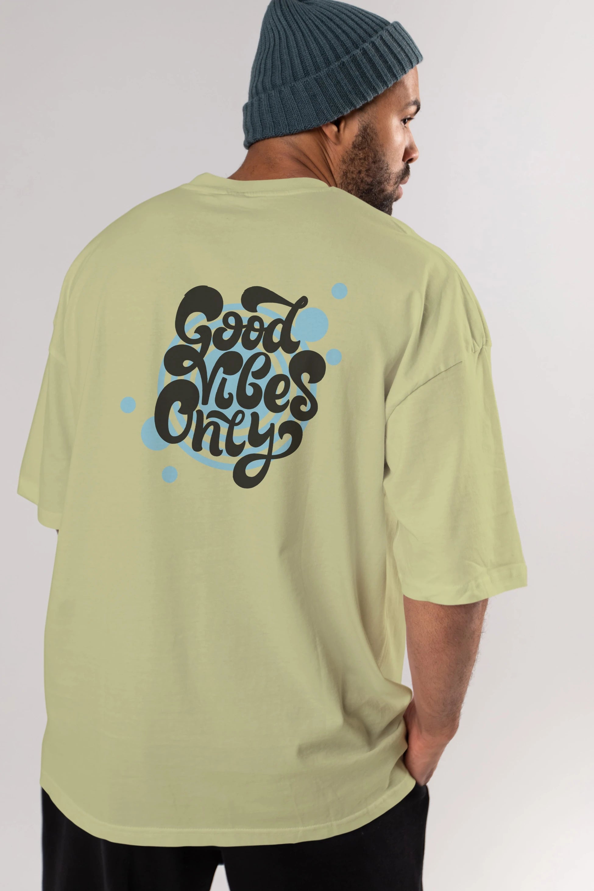 Good Vibes Only Yazılı Arka Baskılı Oversize t-shirt Erkek Kadın Unisex