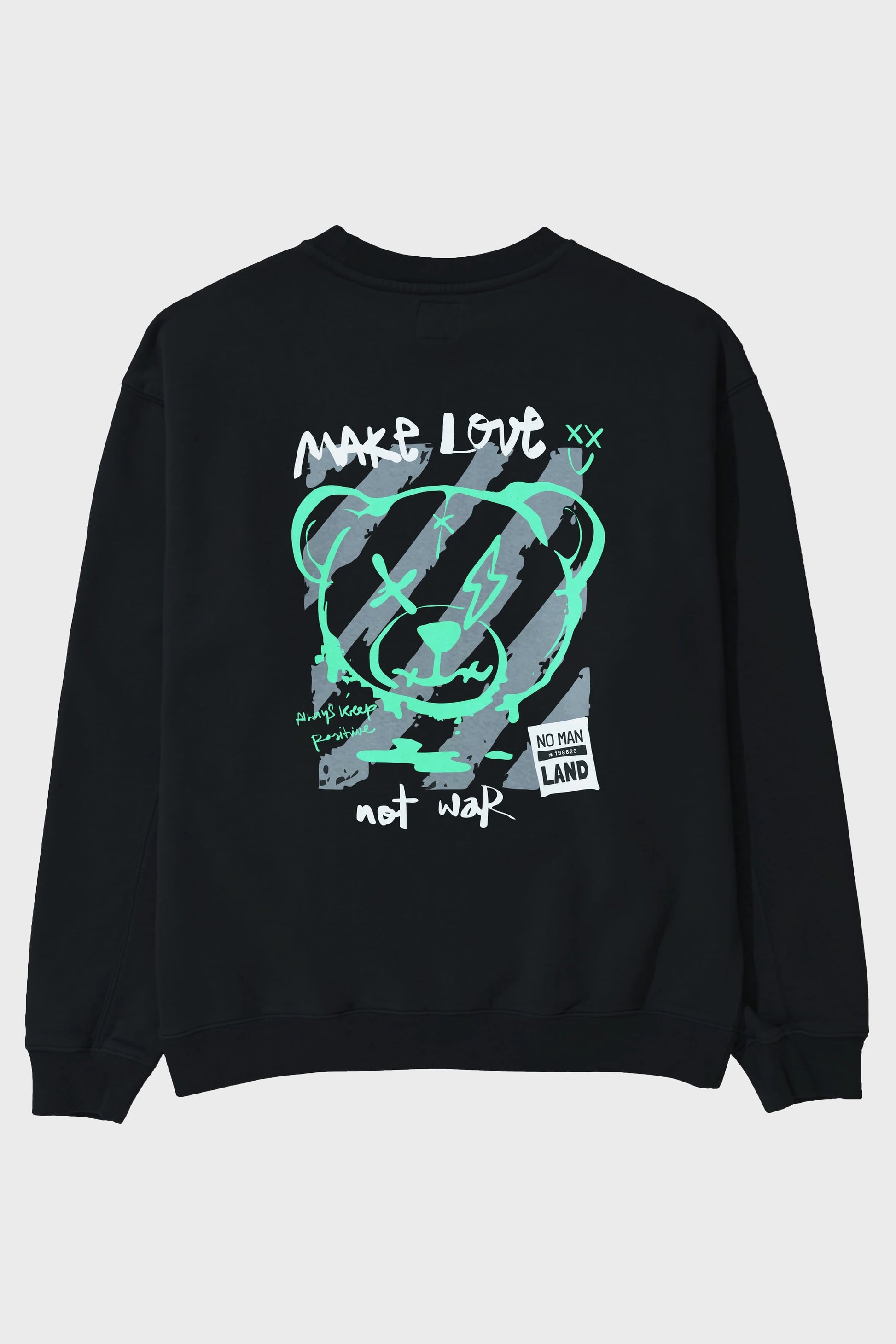 Make Love Bear Arka Baskılı Oversize Sweatshirt Erkek Kadın Unisex