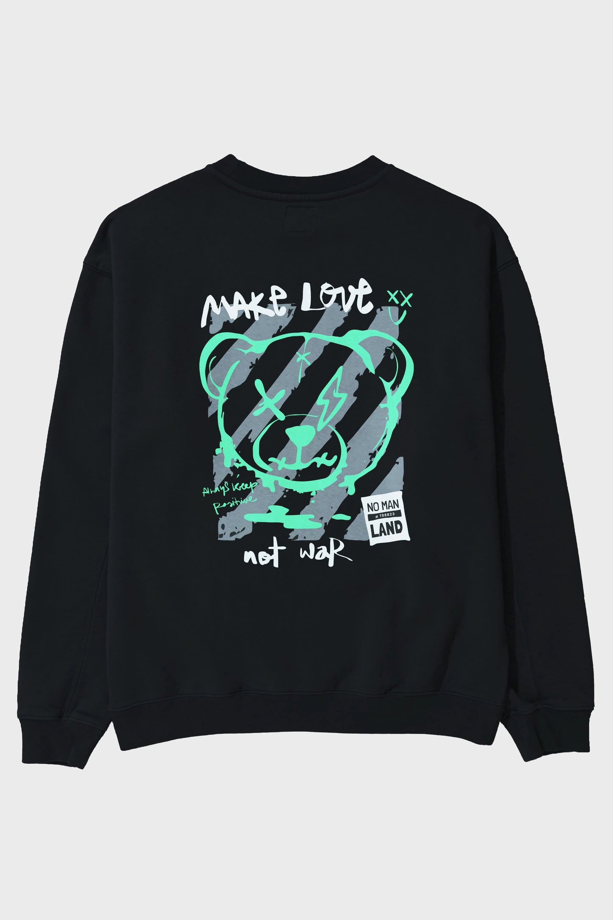 Make Love Bear Arka Baskılı Oversize Sweatshirt Erkek Kadın Unisex